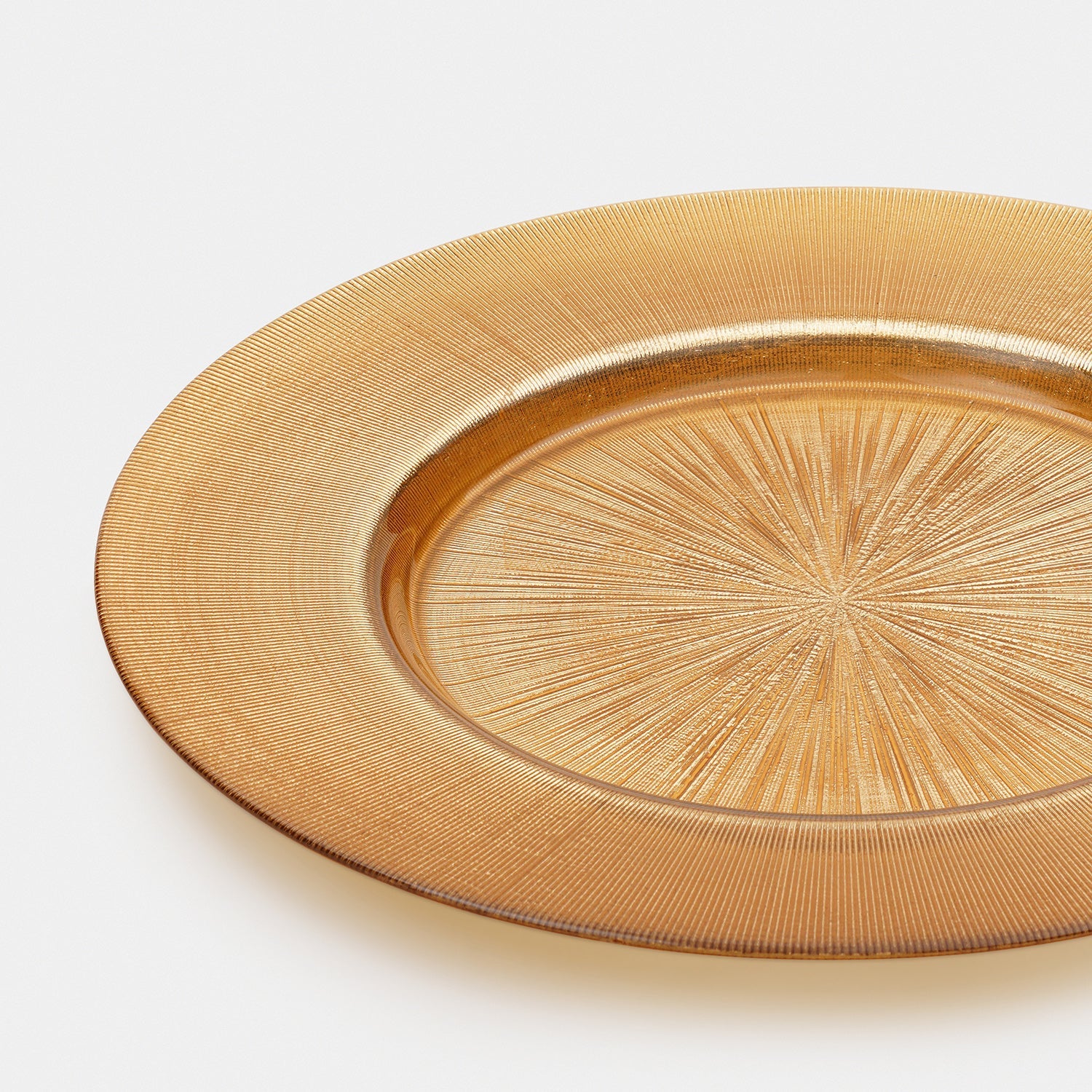 Set of 2 Gold Radial Textured Charger Plates