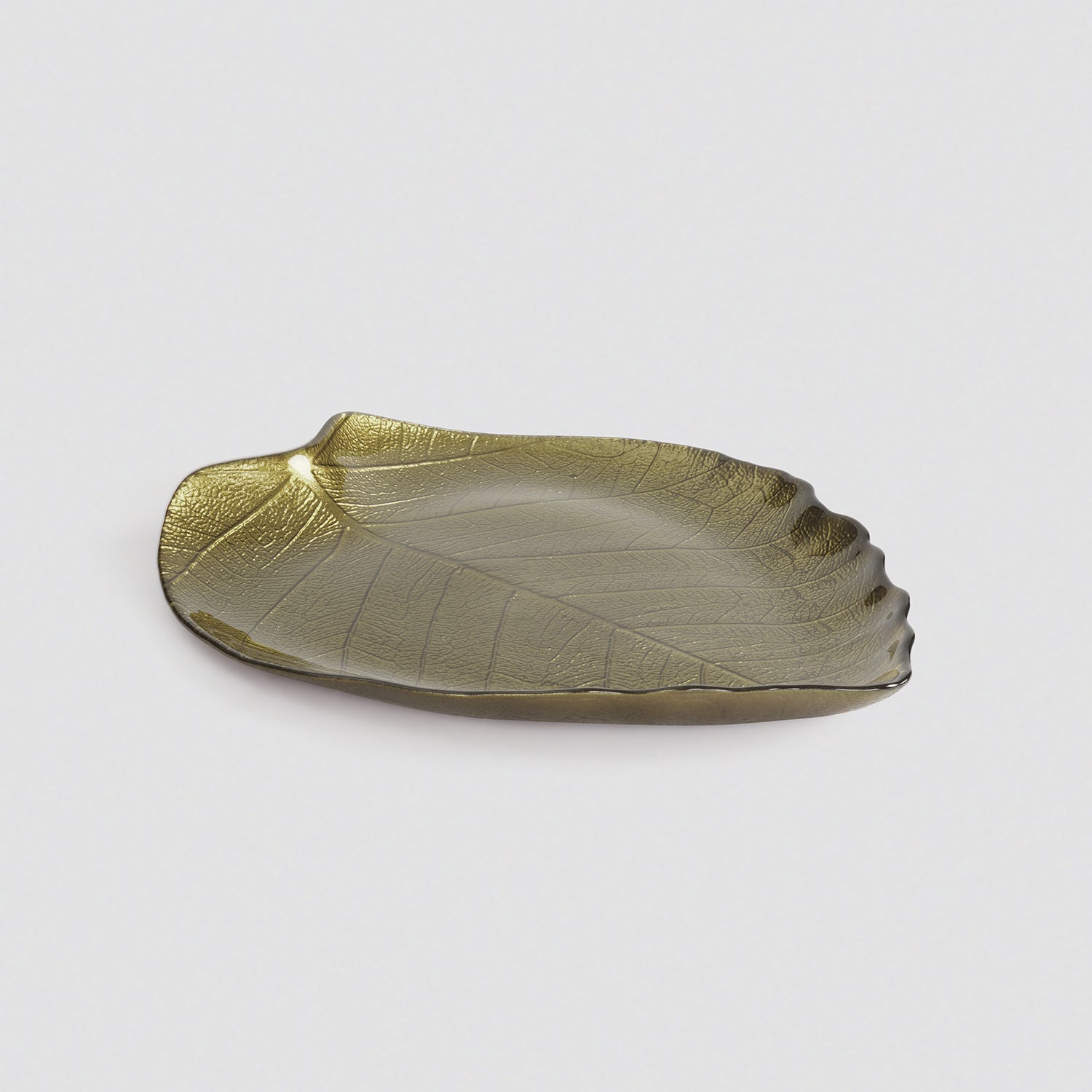 Dark Green Leaf Shaped Decorative Platter - Large