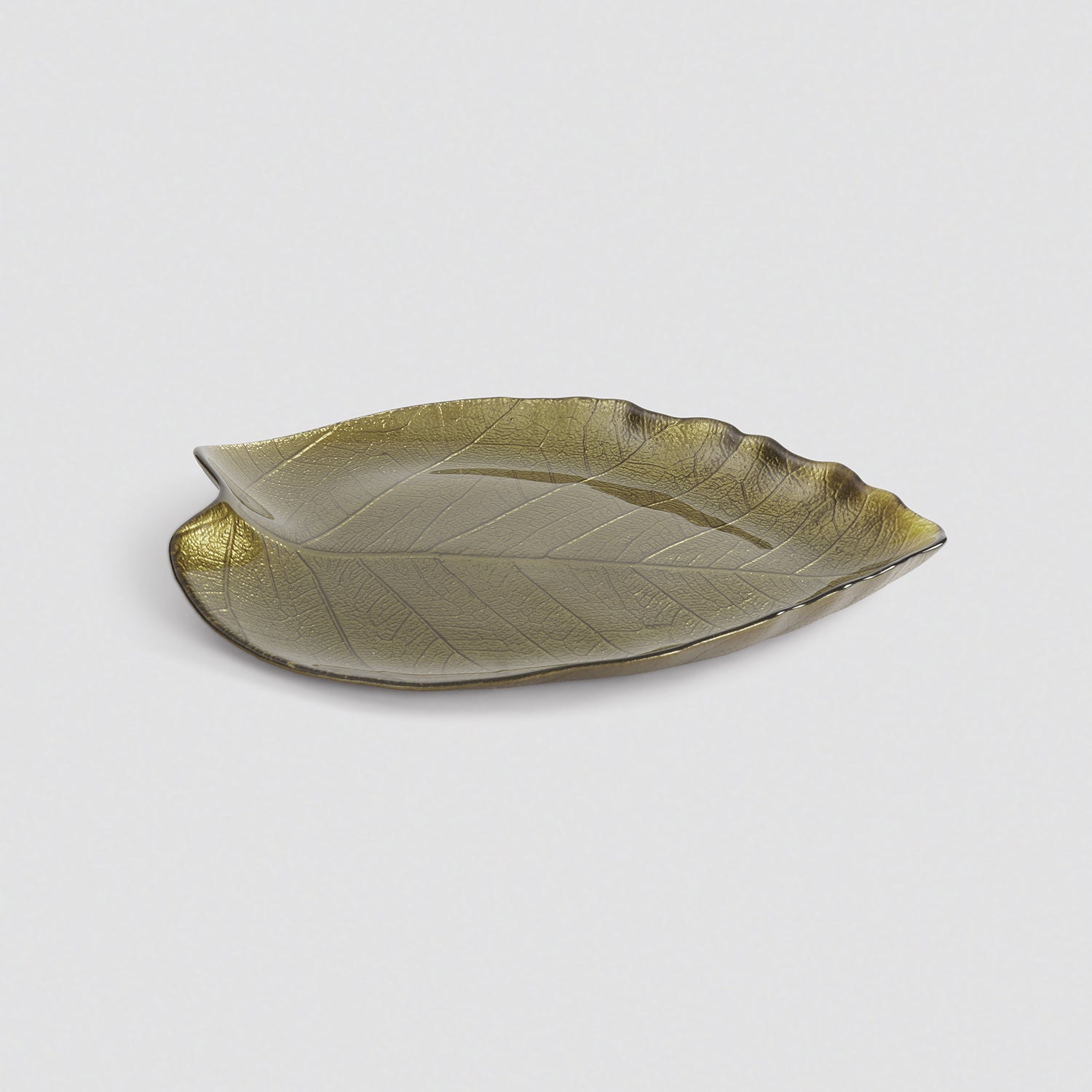 Dark Green Leaf Shaped Decorative Platter - Large