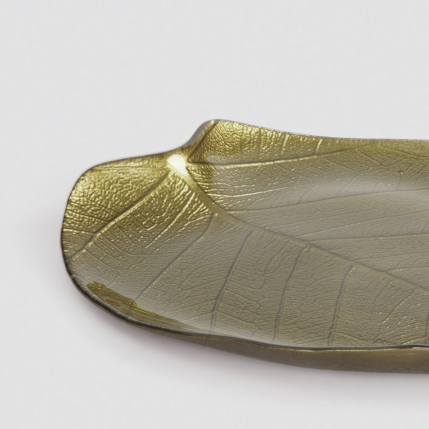 Dark Green Leaf Shaped Decorative Platter - Large