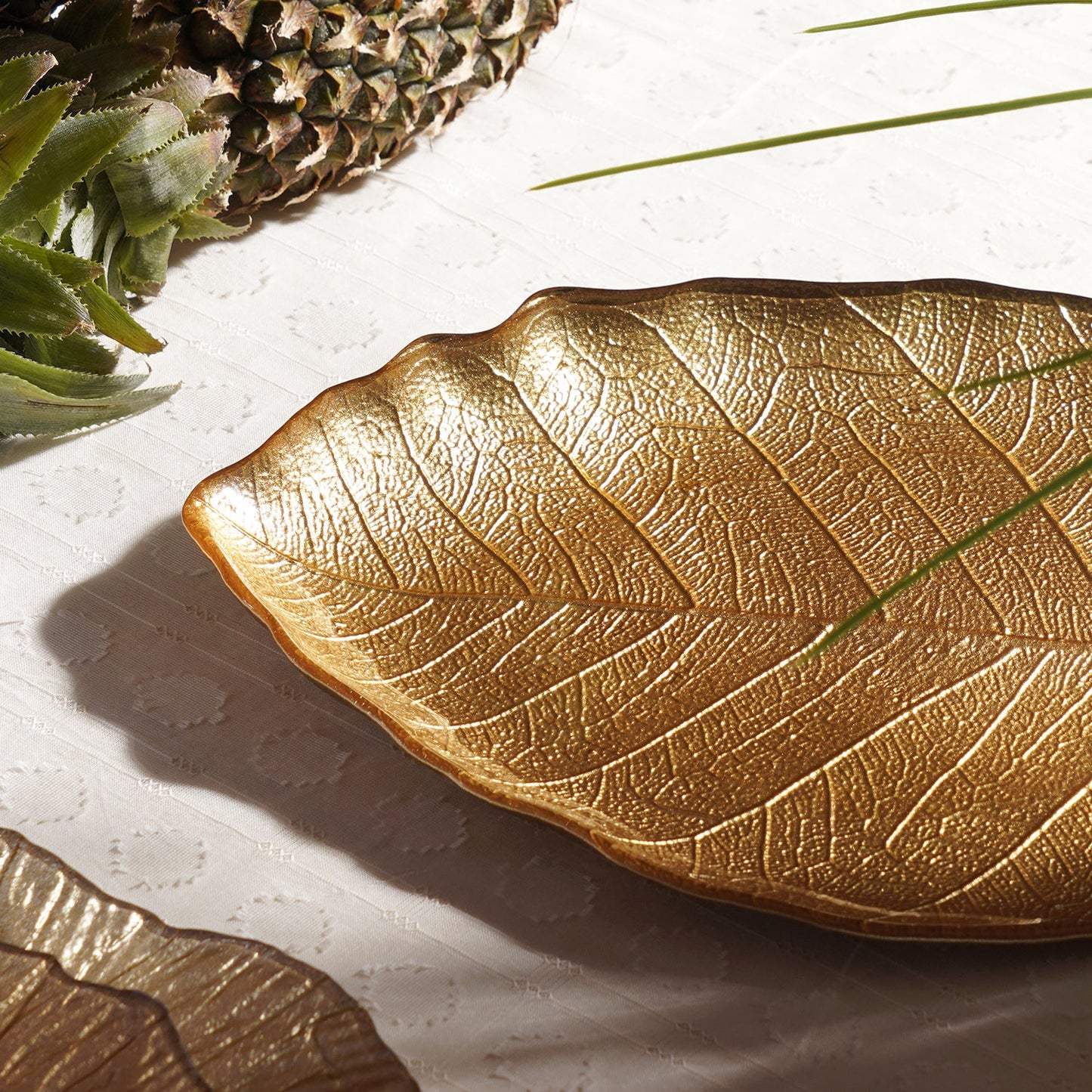 Gold Leaf Shaped Decorative Platter - Large