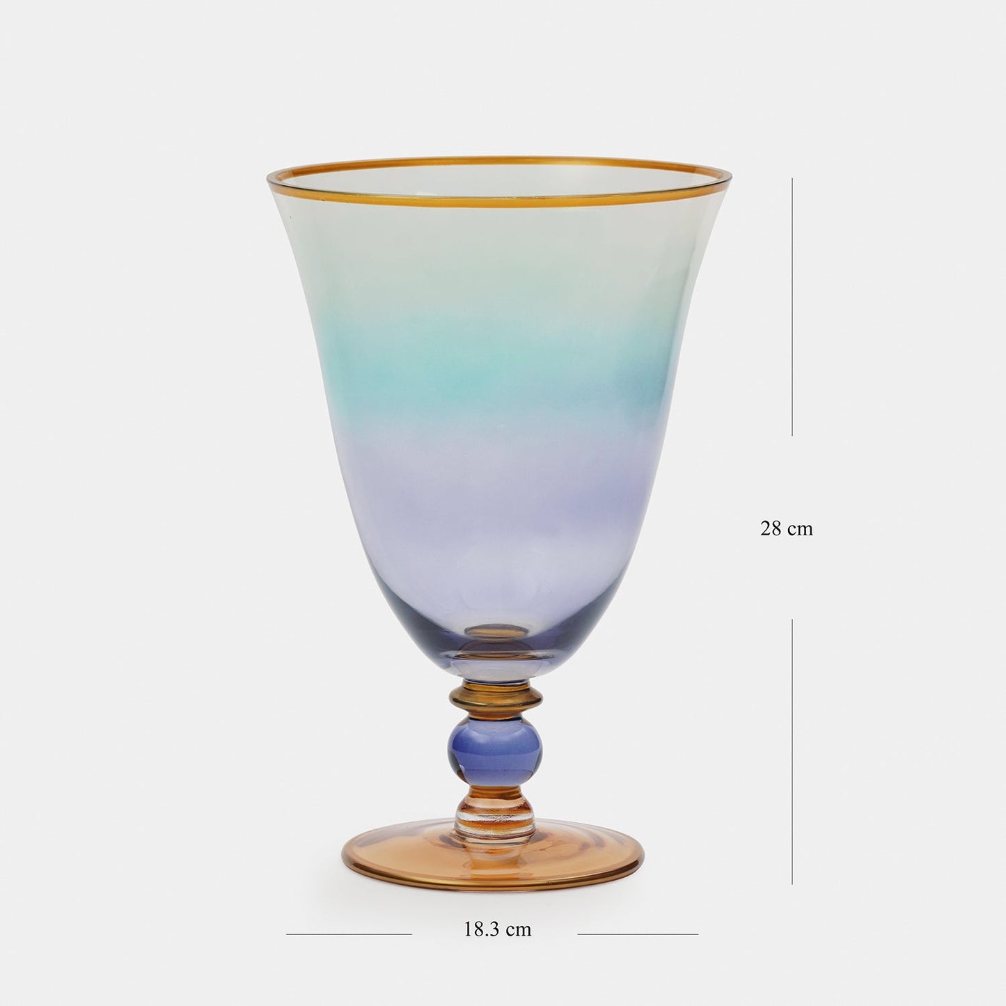 Blue Ombre Vase with Gold Rim - Small