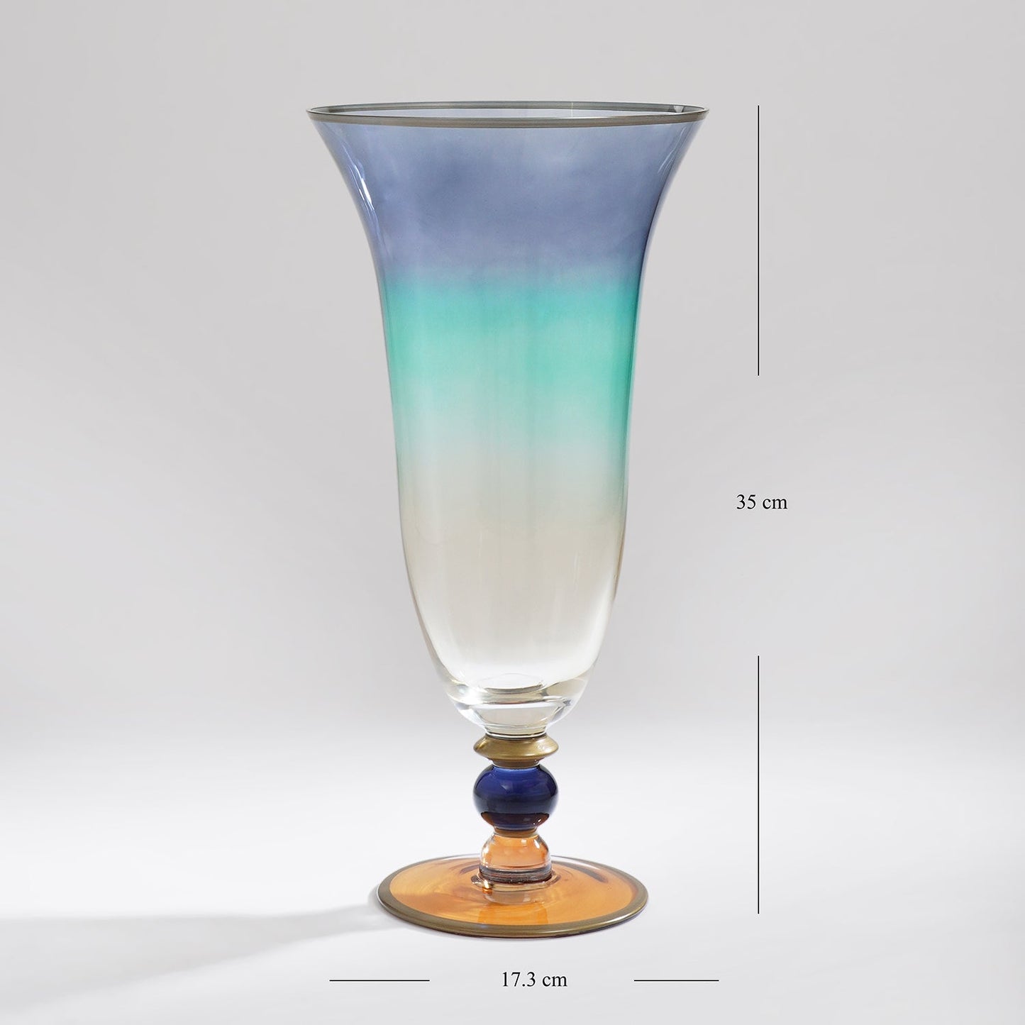 Blue & Green Ombre Glass Vase - Large