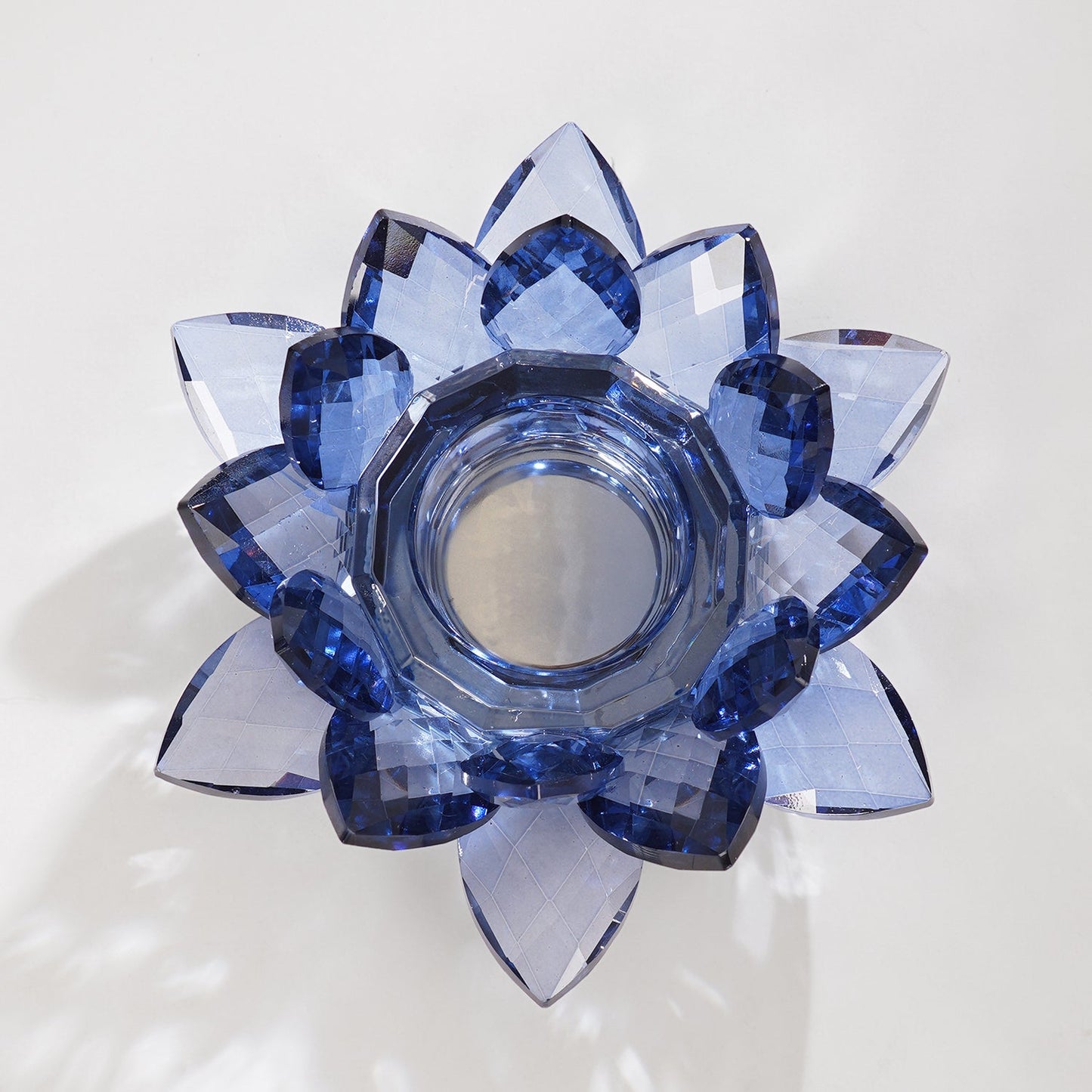 Blue Crystal Lotus Shaped Crystal Candle Holder