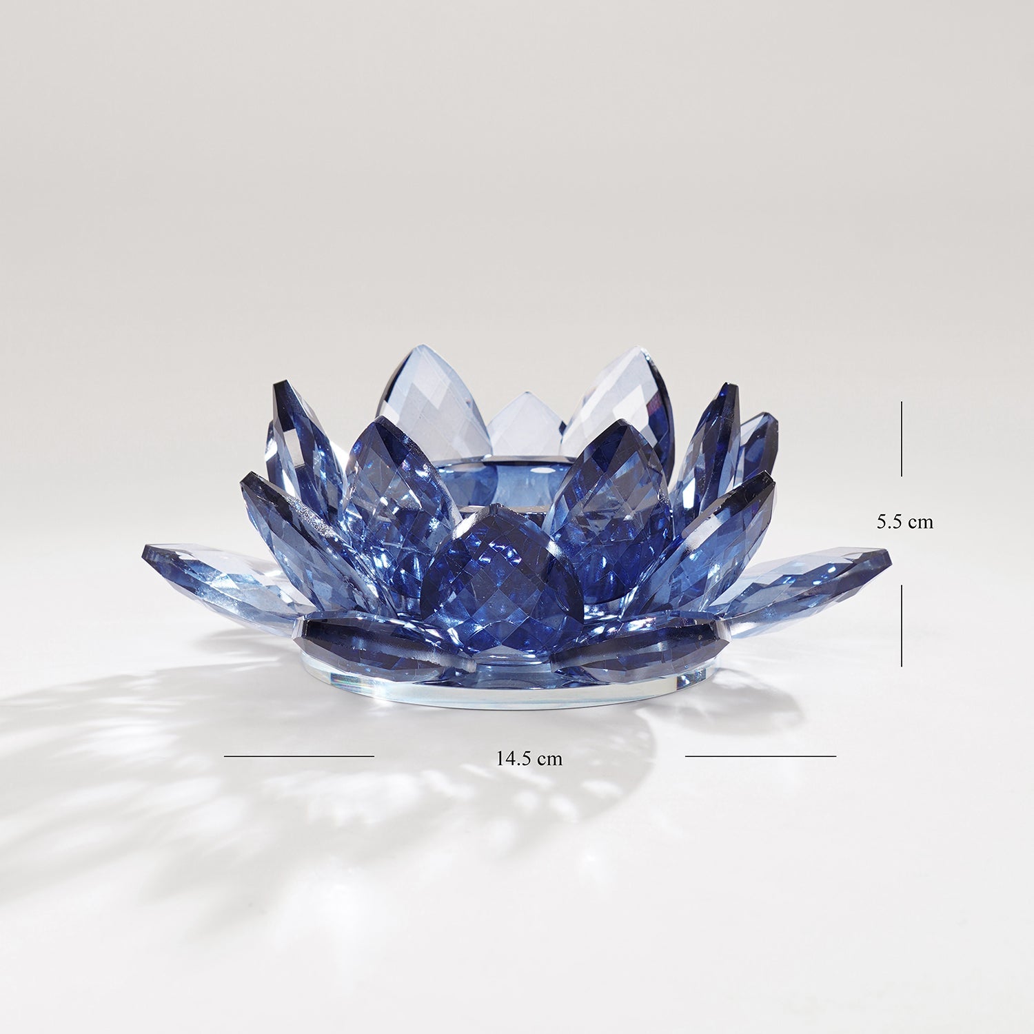 Blue Crystal Lotus Shaped Crystal Candle Holder