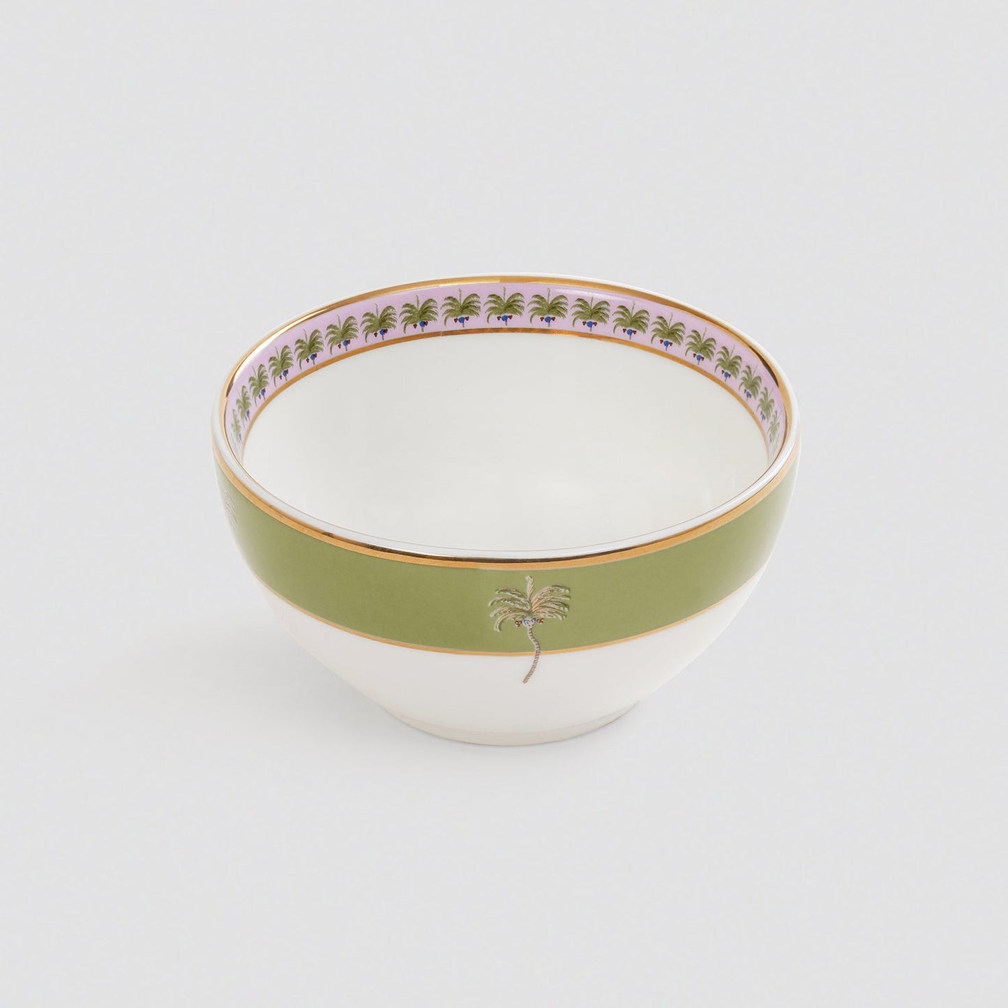 Set of 2 Pink & Green Palmera Print Bowls