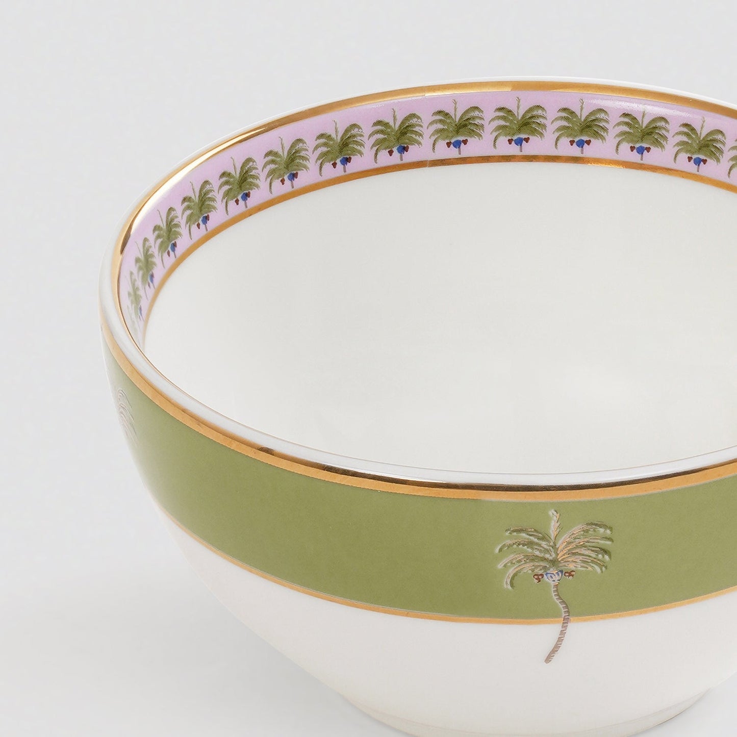 Set of 2 Pink & Green Palmera Print Bowls