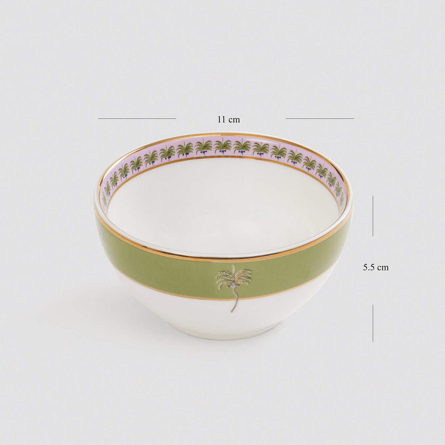 Set of 2 Pink & Green Palmera Print Bowls