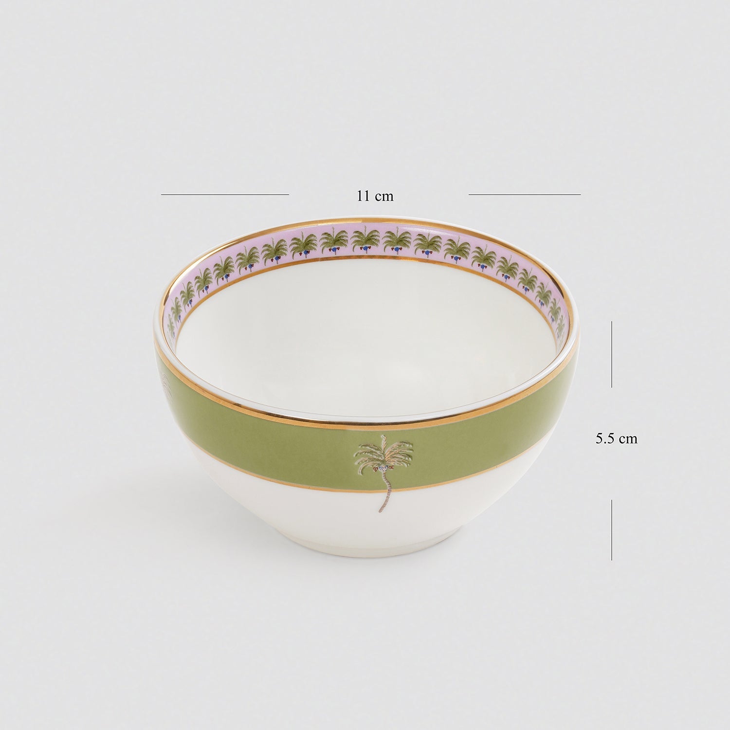Set of 2 Pink & Green Palmera Print Bowls
