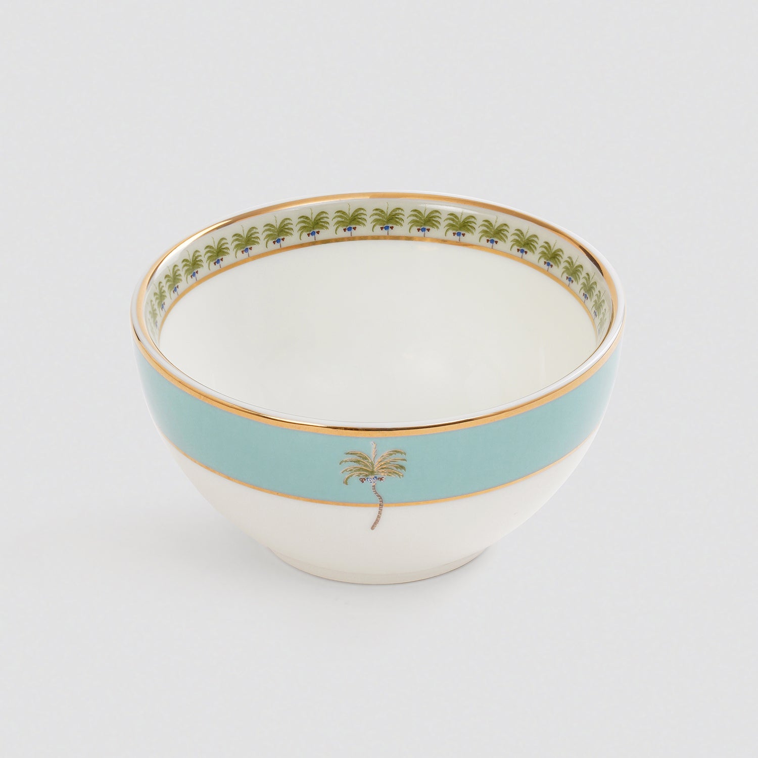 Set of 2 Blue Palmetto Print Porcelain Bowls