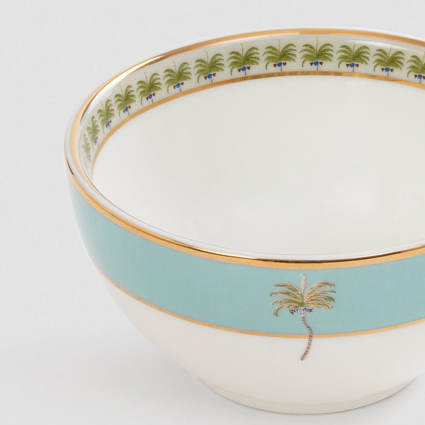 Set of 2 Blue Palmetto Print Porcelain Bowls