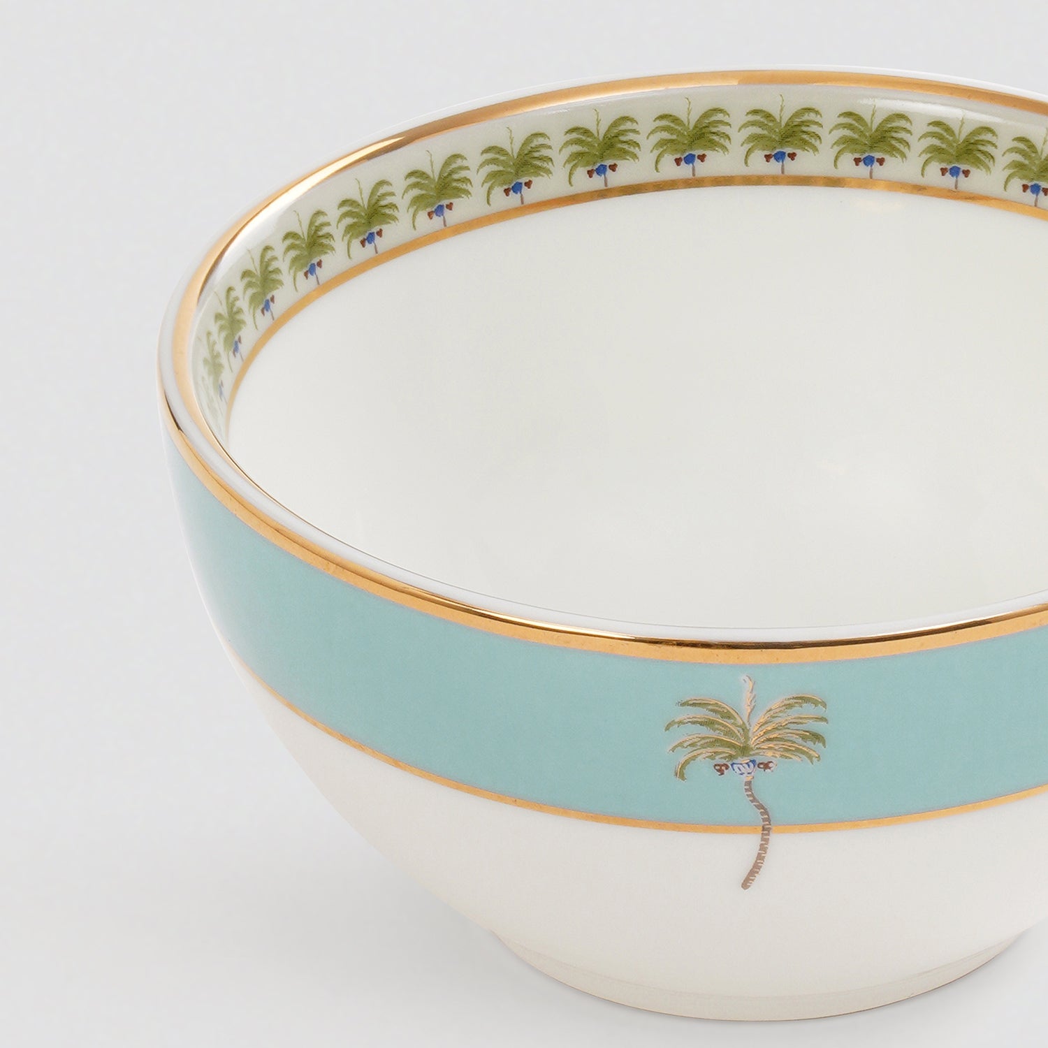 Set of 2 Blue Palmetto Print Porcelain Bowls