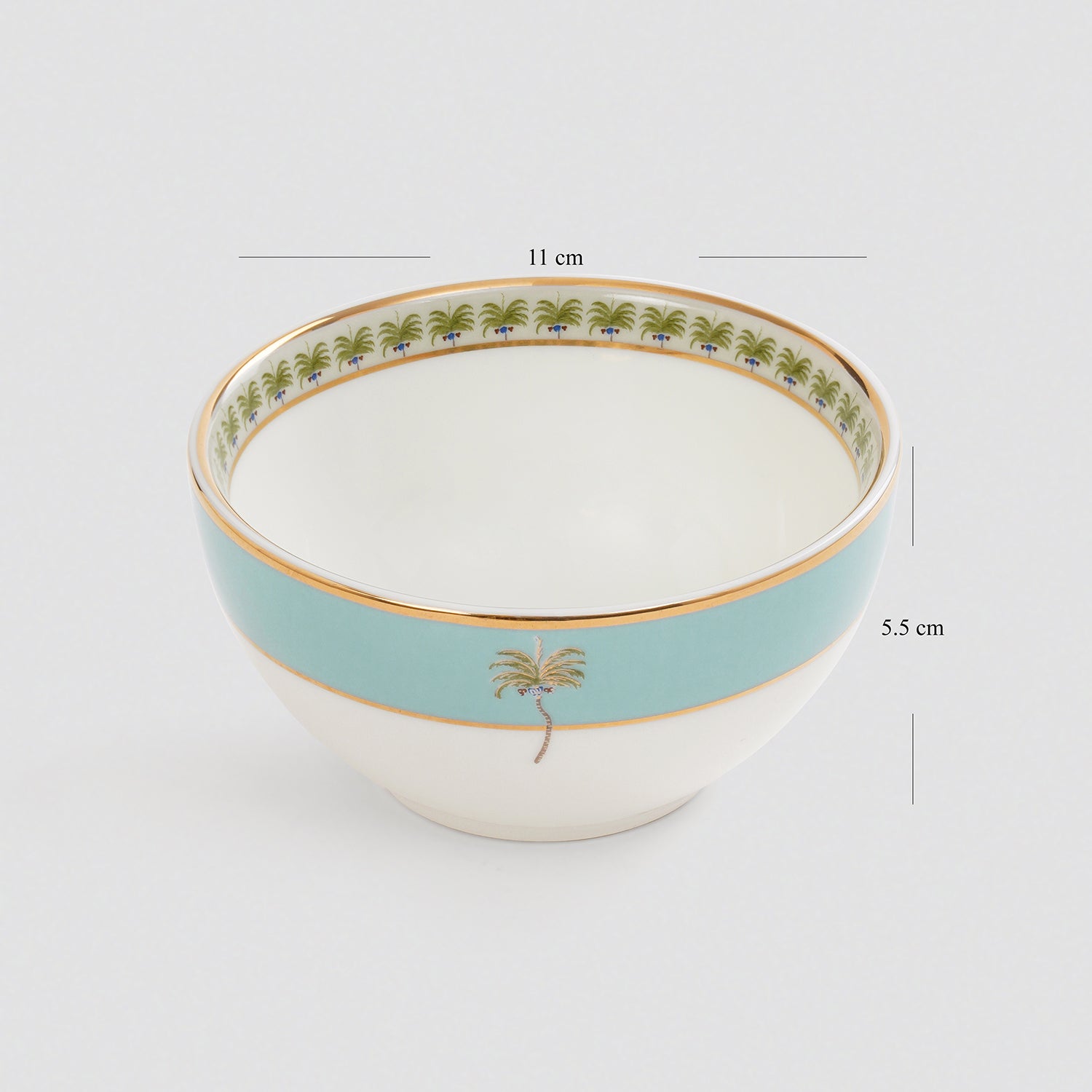 Set of 2 Blue Palmetto Print Porcelain Bowls