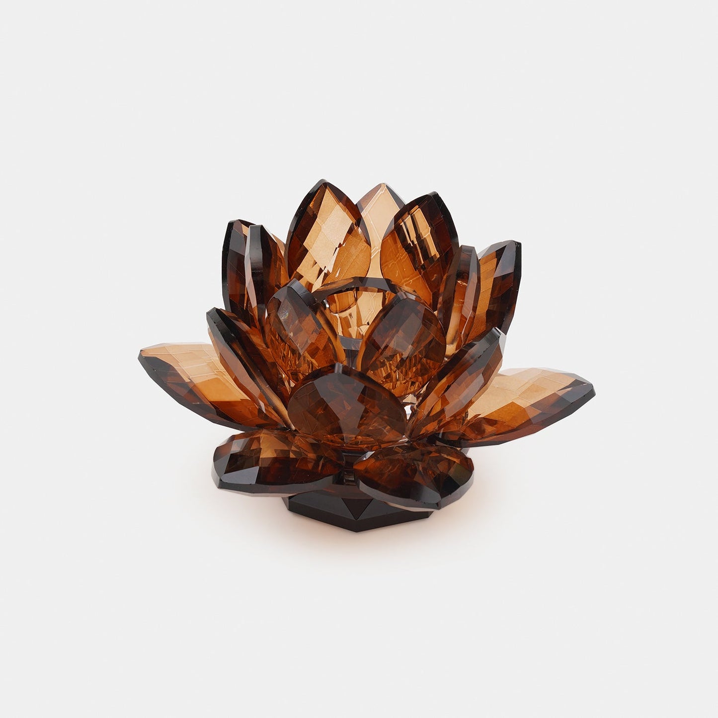Amber Lotus Shaped Crystal Candle Holder
