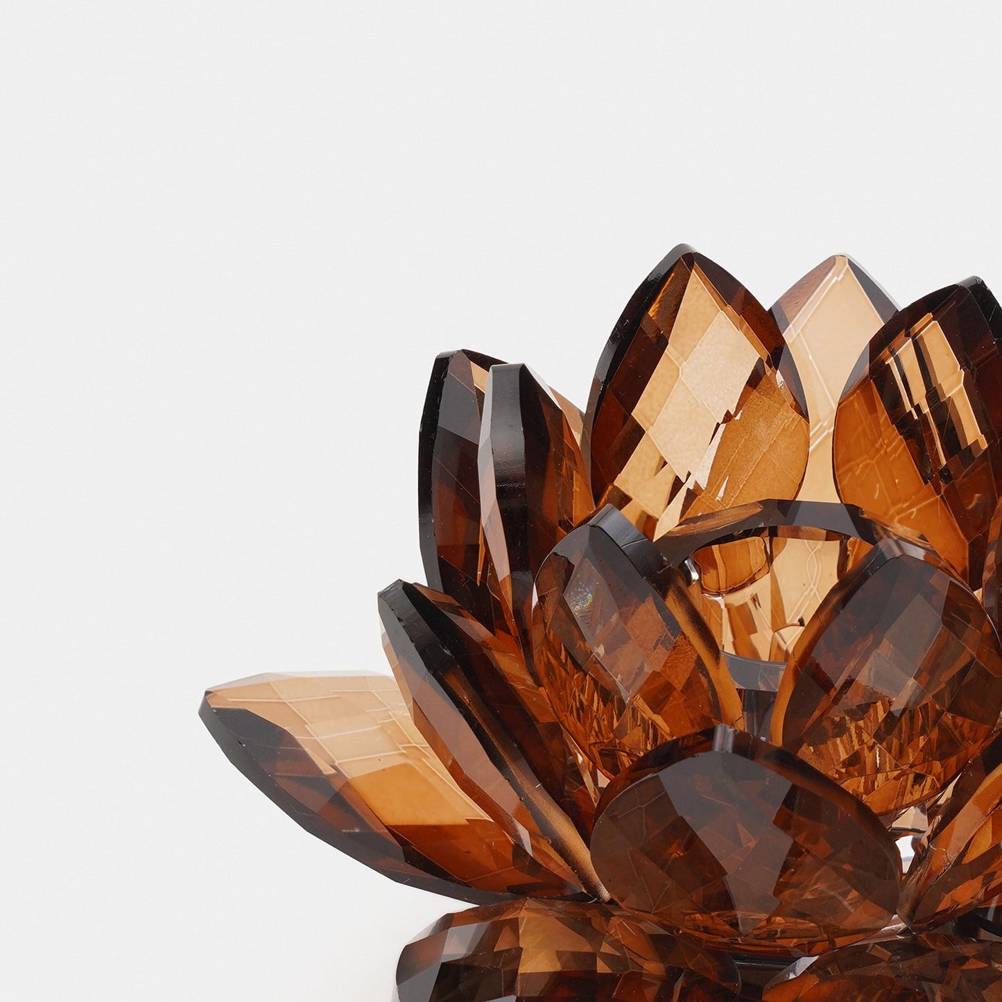 Amber Lotus Shaped Crystal Candle Holder