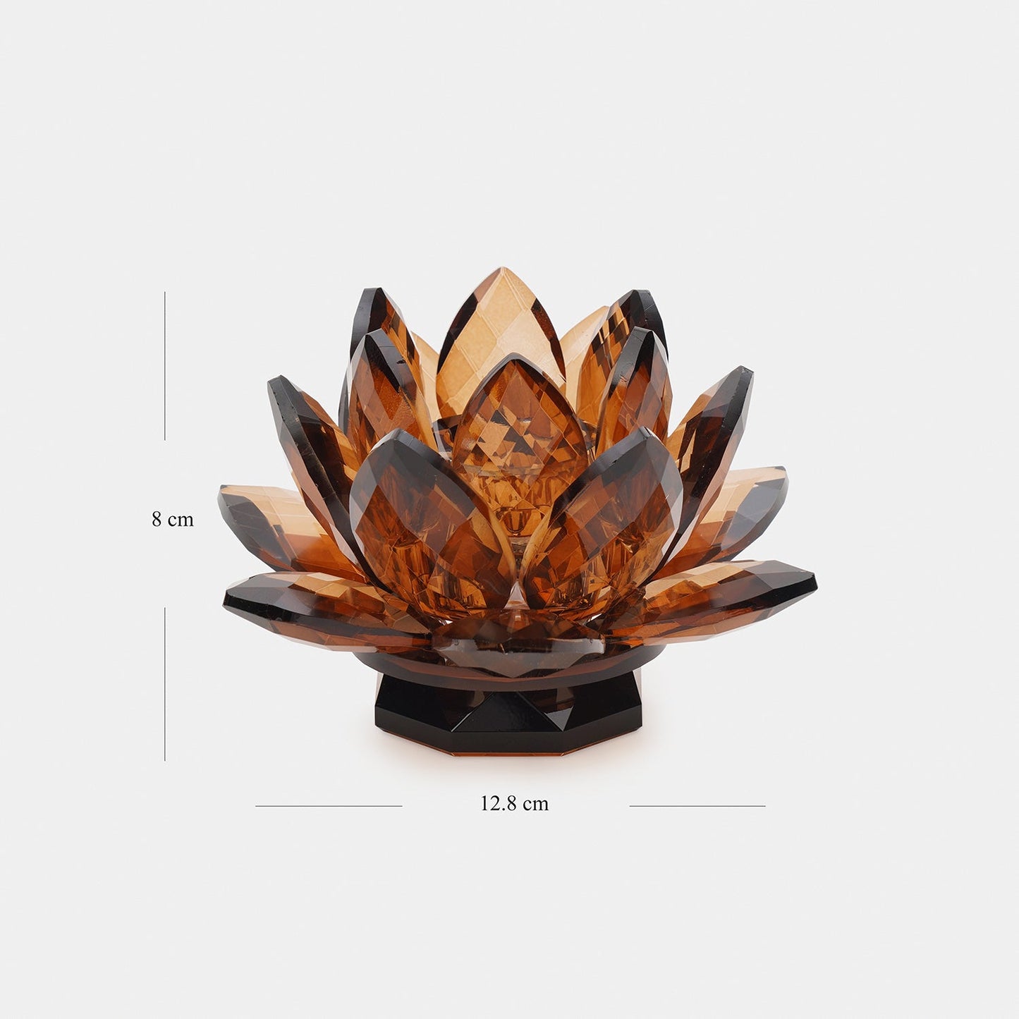 Amber Lotus Shaped Crystal Candle Holder