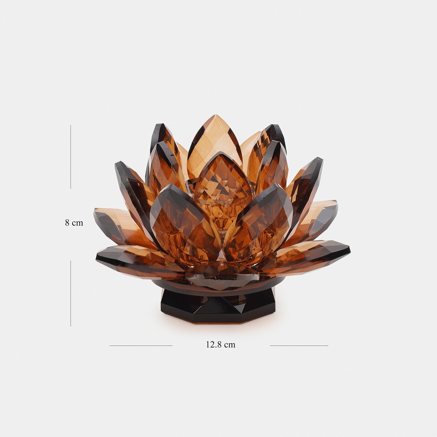 Amber Lotus Shaped Crystal Candle Holder