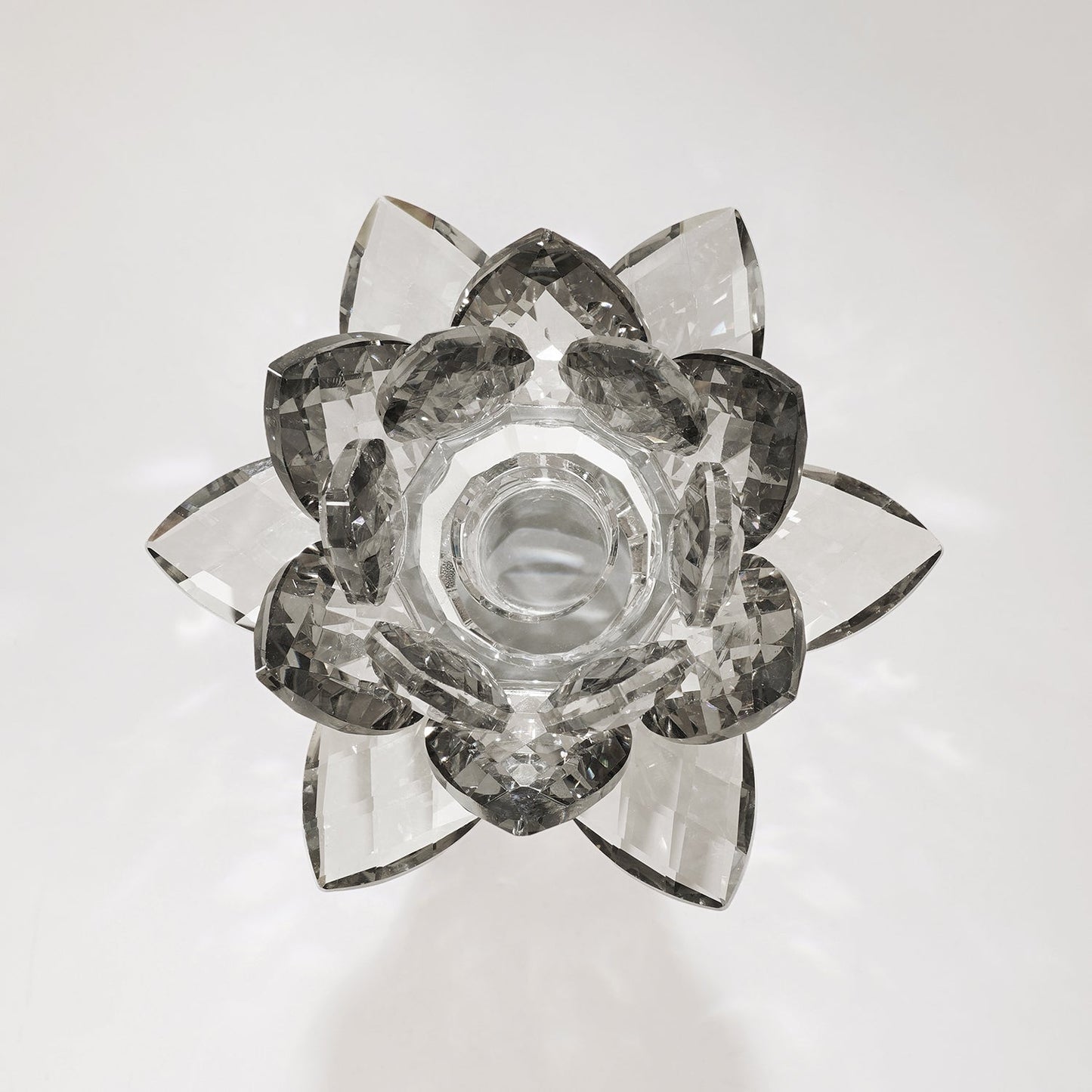 Clear Crystal Lotus Shaped Candle Holder