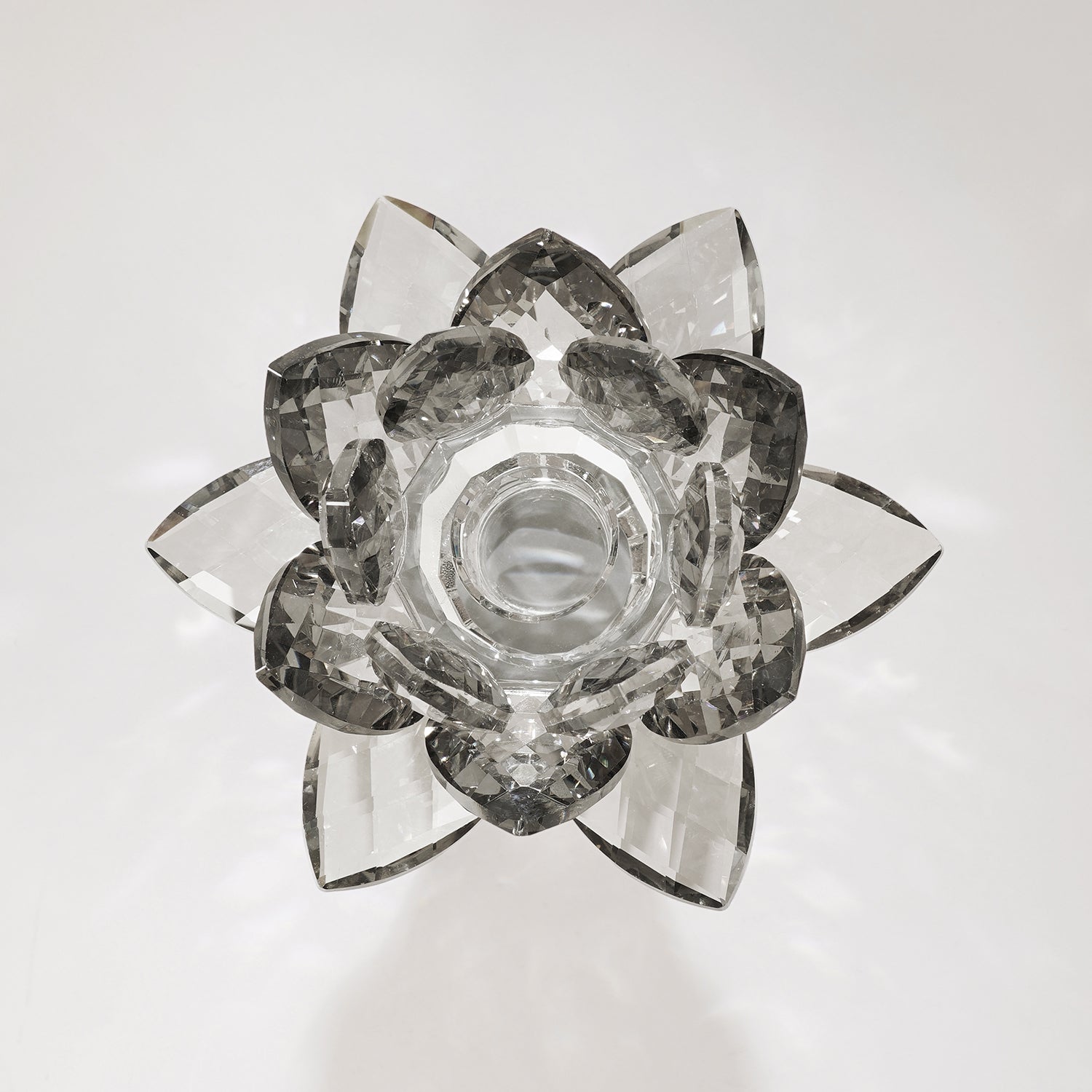 Clear Crystal Lotus Shaped Candle Holder