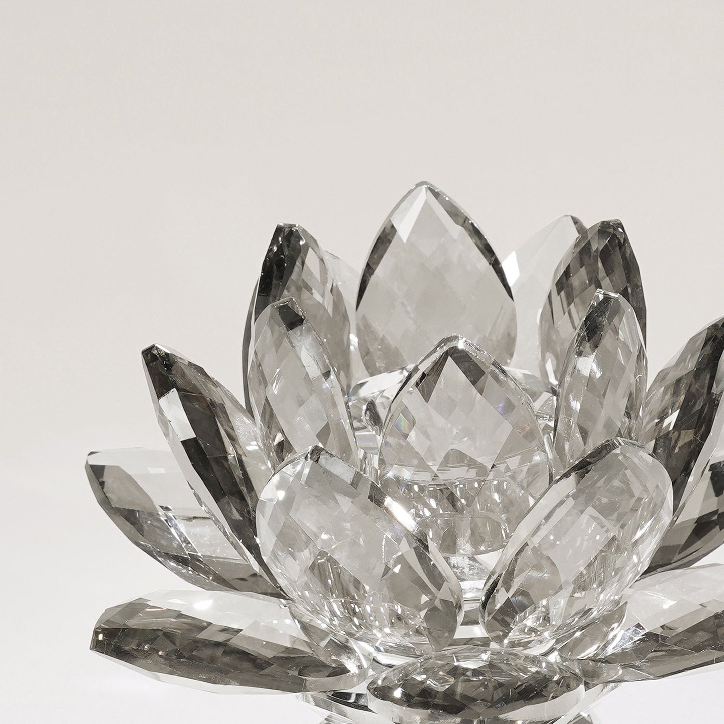 Clear Crystal Lotus Shaped Candle Holder