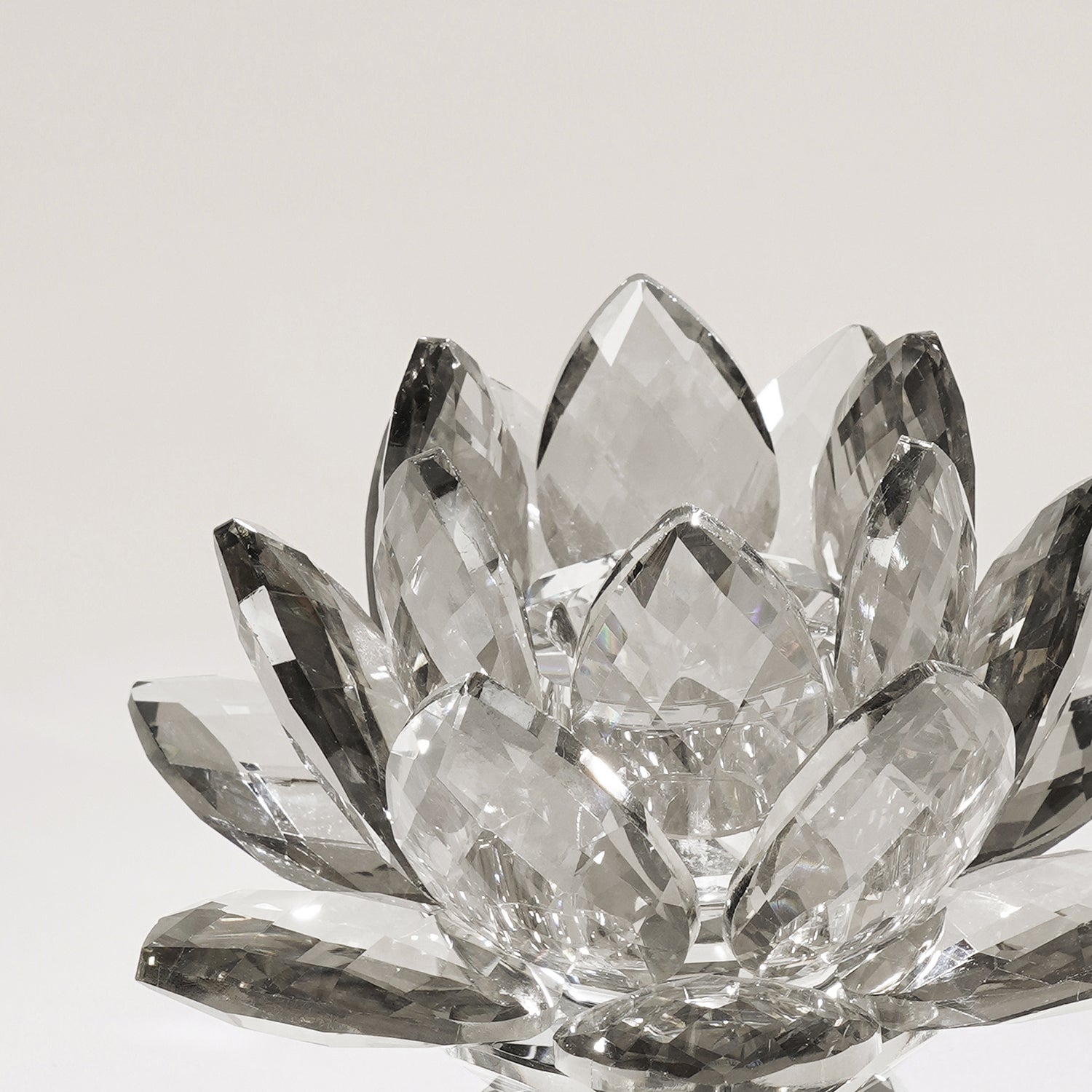 Clear Crystal Lotus Shaped Candle Holder