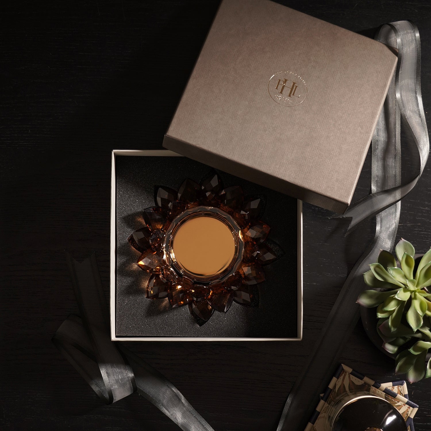 Amber Crystal Candle Holder