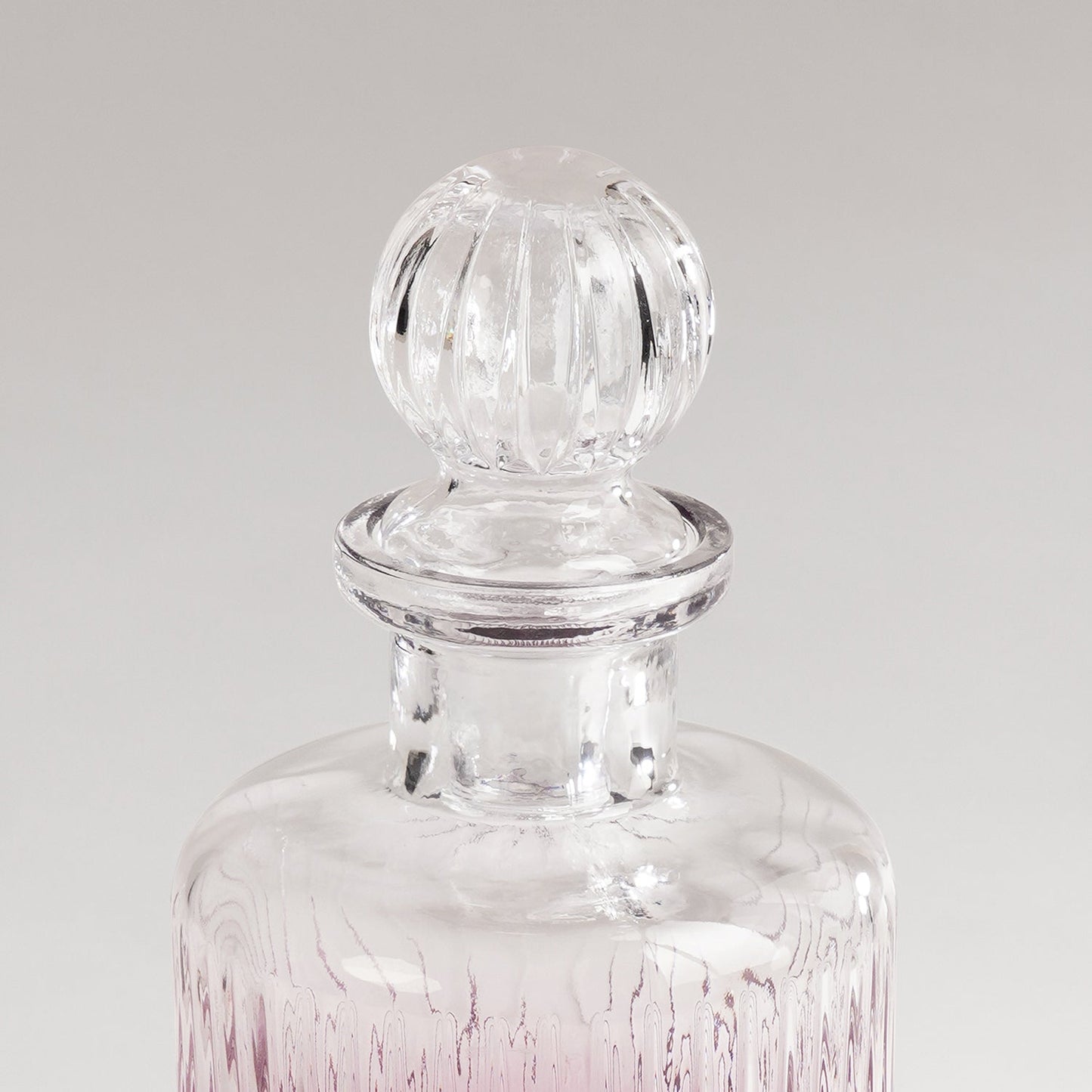 Pink Ombre Ribbed Glass Whiskey Decanter