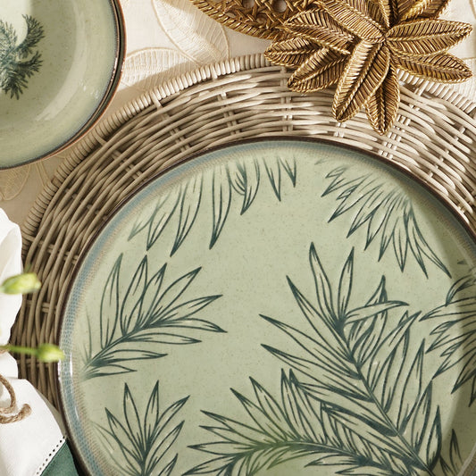 Ivory Ceramic Printed Dinner Plate