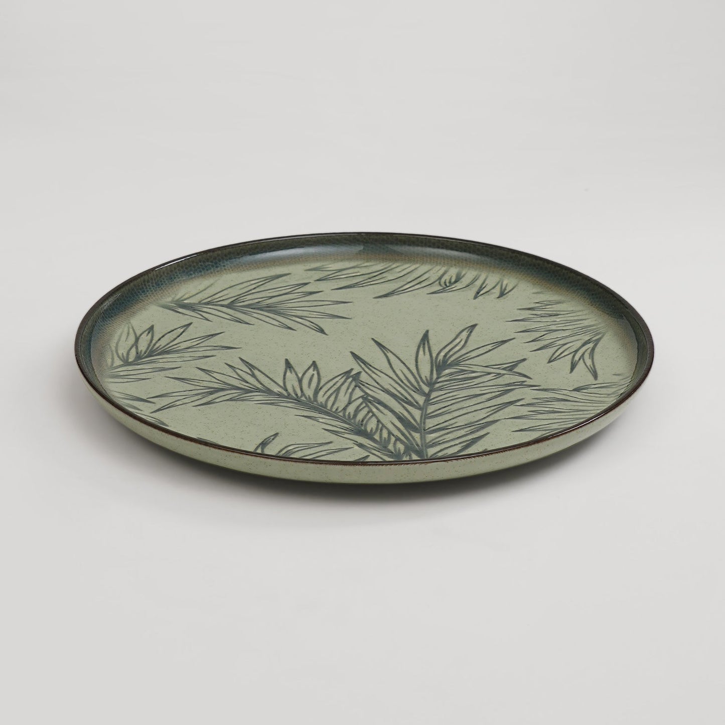 Ivory Ceramic Printed Dinner Plate