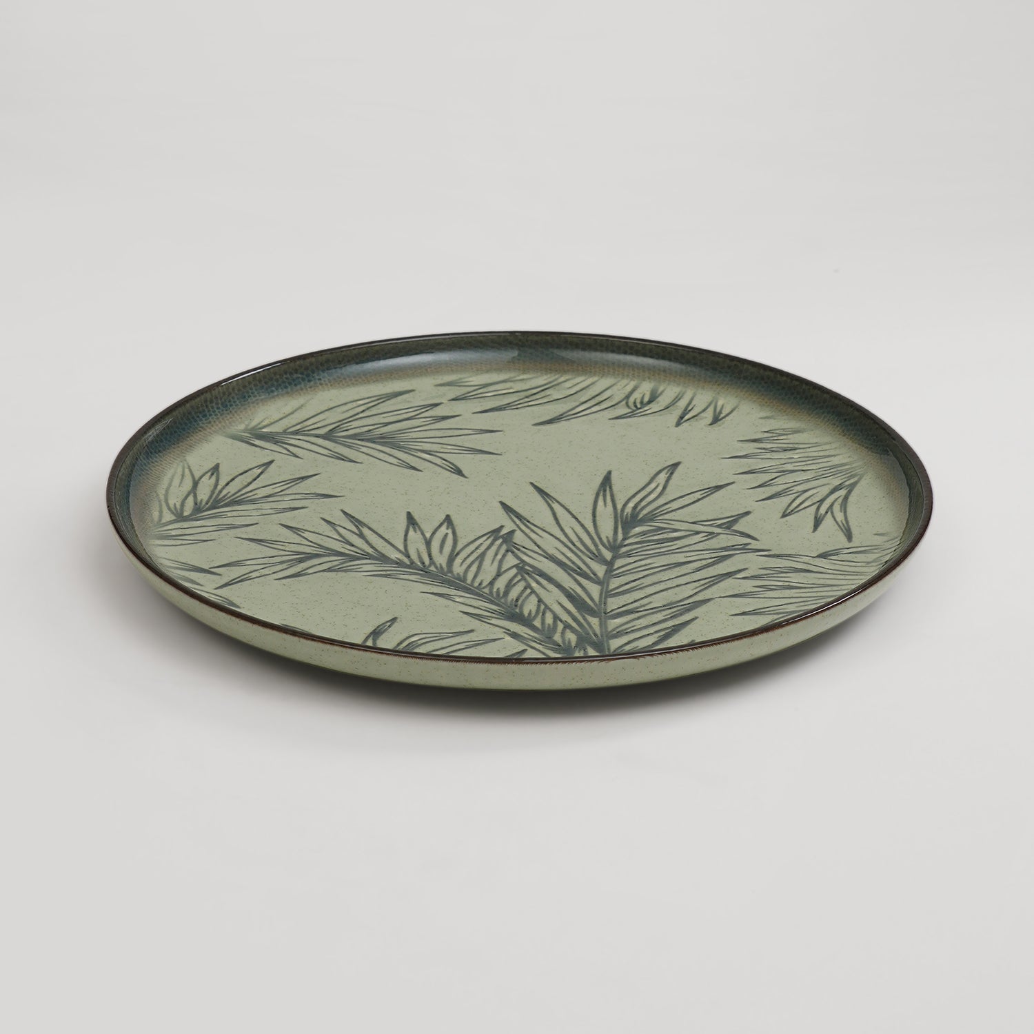 Ivory Ceramic Printed Dinner Plate