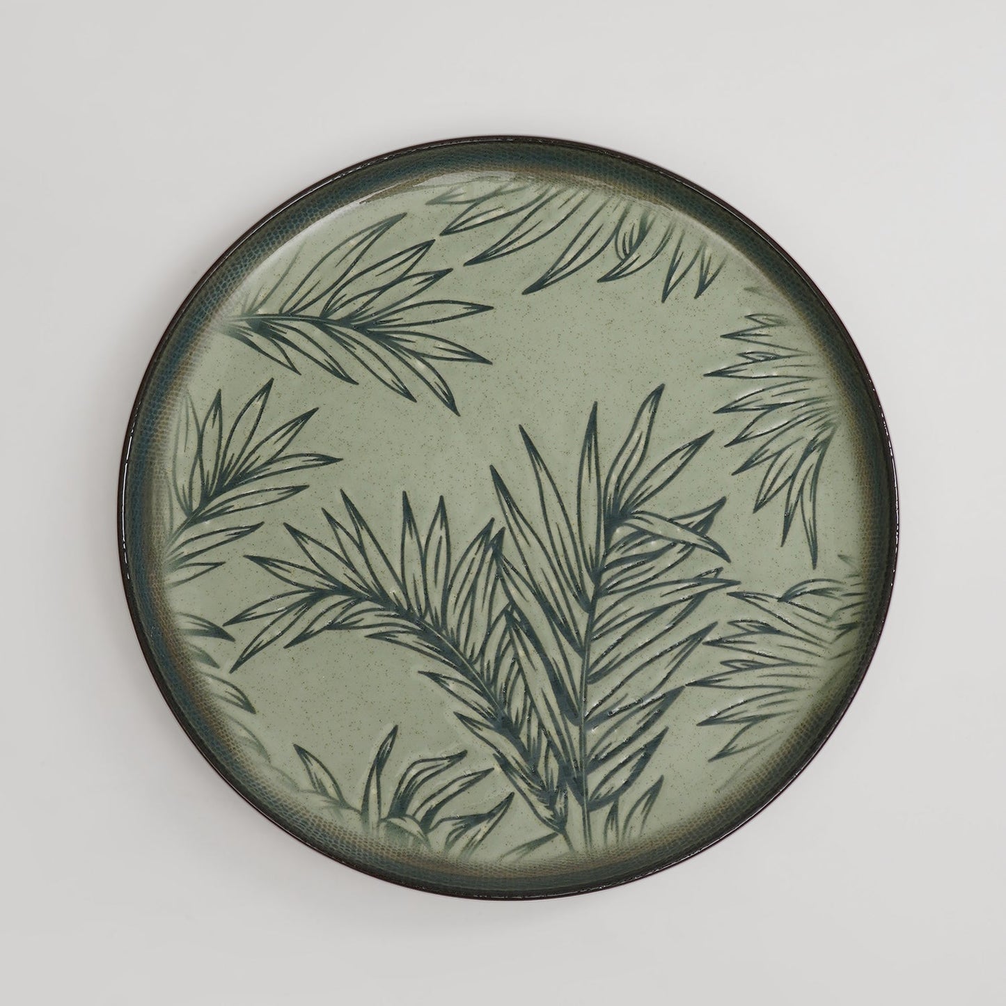 Ivory Ceramic Printed Dinner Plate