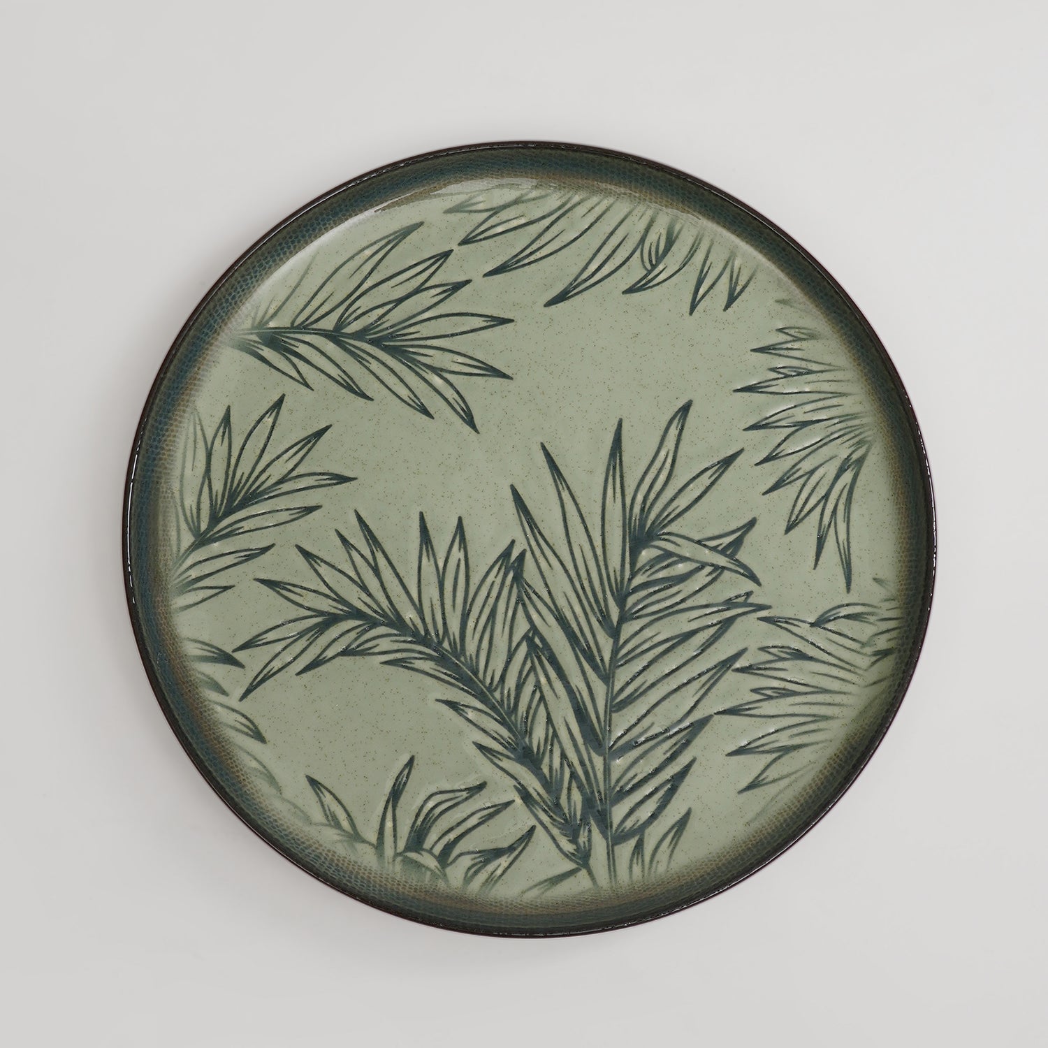 Ivory Ceramic Printed Dinner Plate