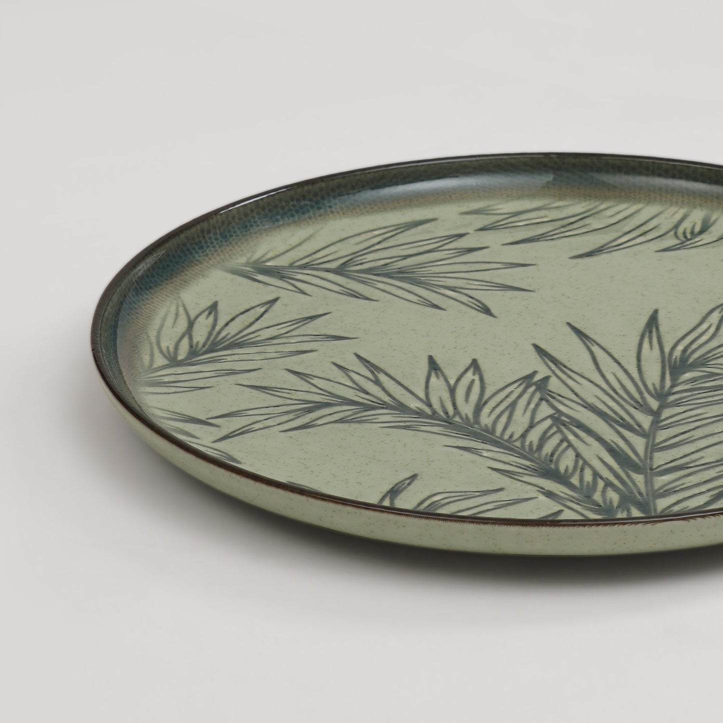 Ivory Ceramic Printed Dinner Plate