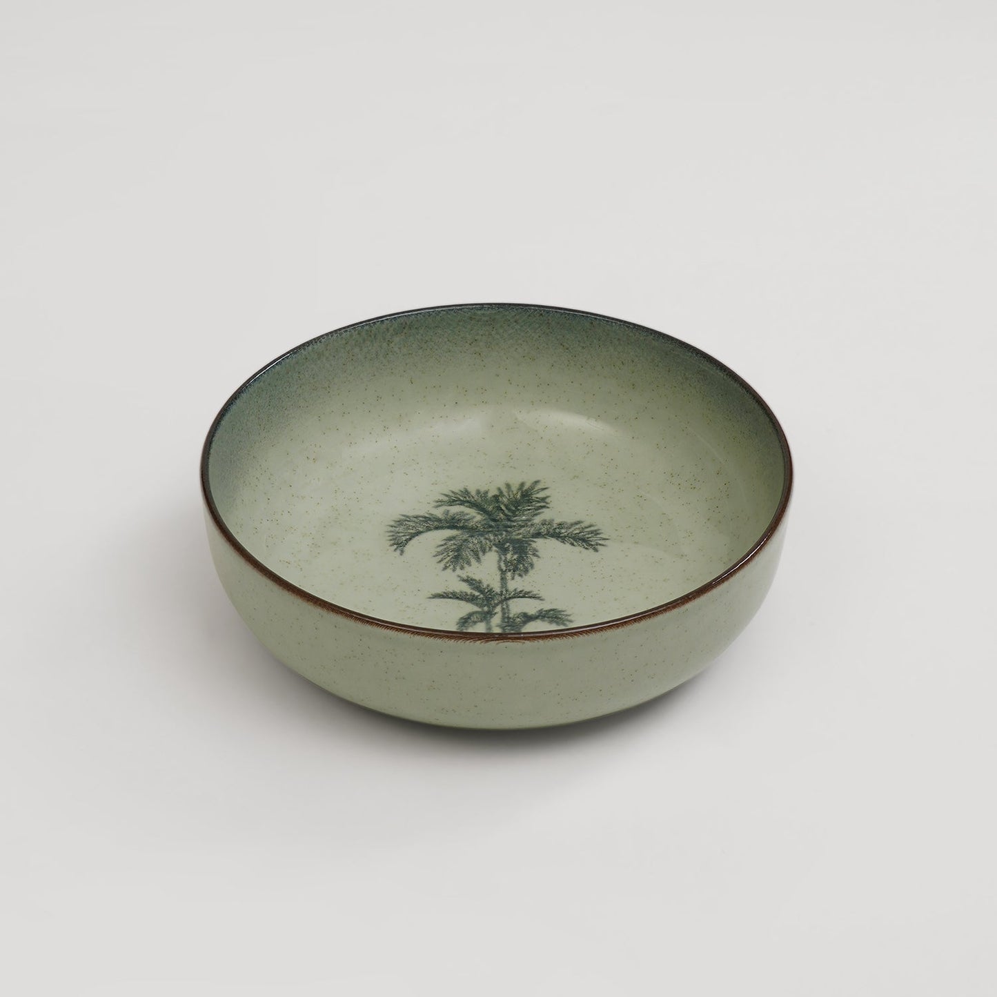 Ivory Ceramic Printed Serving Bowl