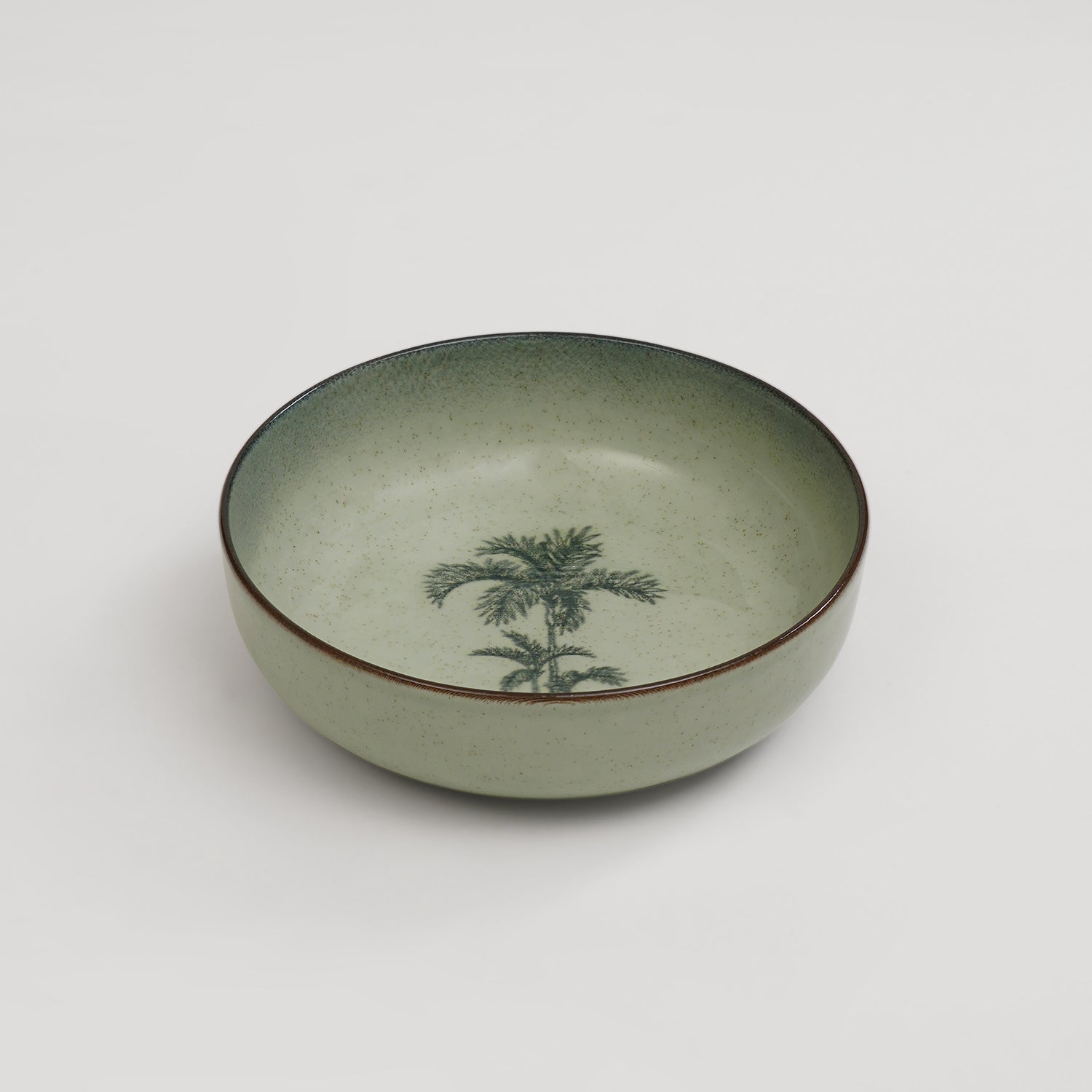 Ivory Ceramic Printed Serving Bowl