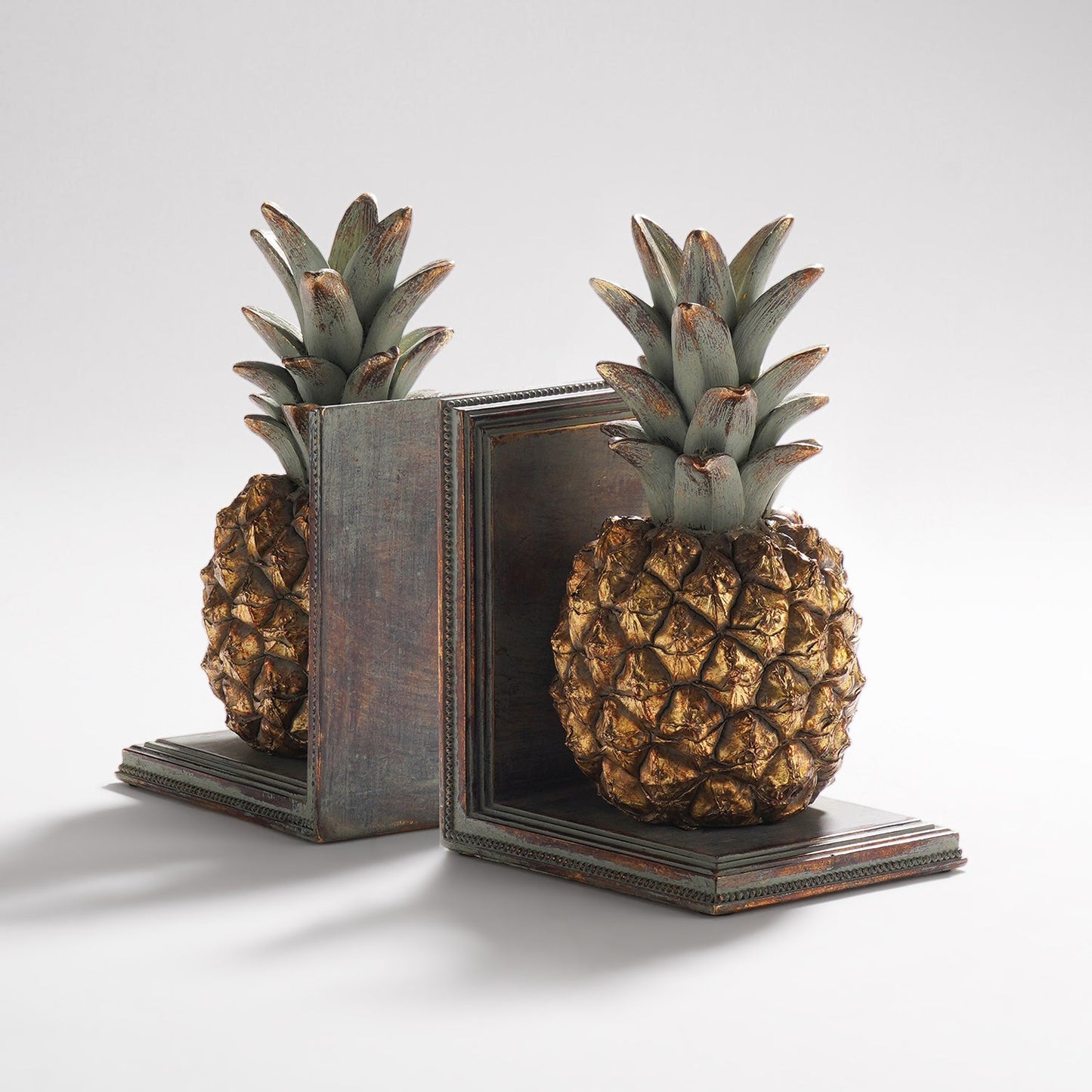 Gold & Green Polyresin Pineapple Bookends