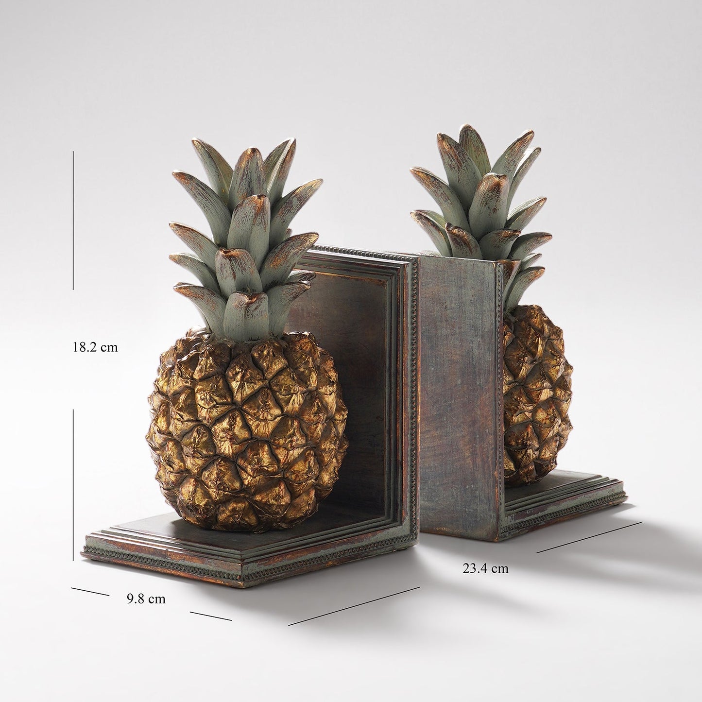 Gold & Green Polyresin Pineapple Bookends