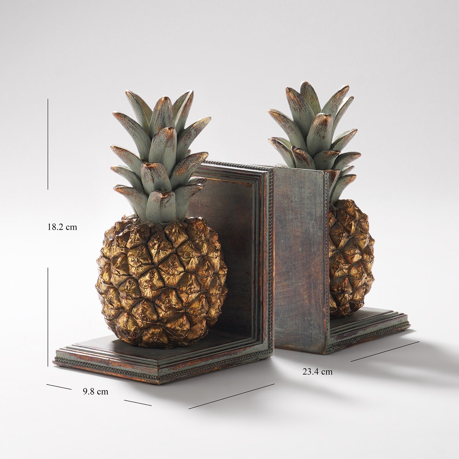 Gold & Green Polyresin Pineapple Bookends