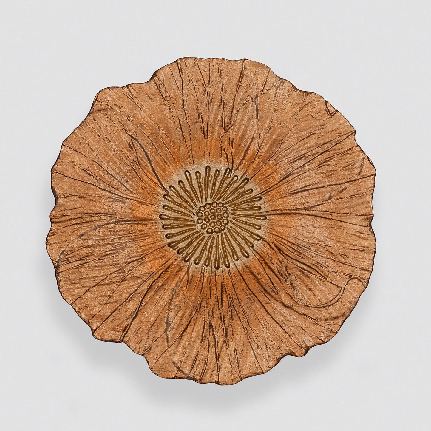 Set of 2 Copper Gold Flower Shaped Dinner Plates