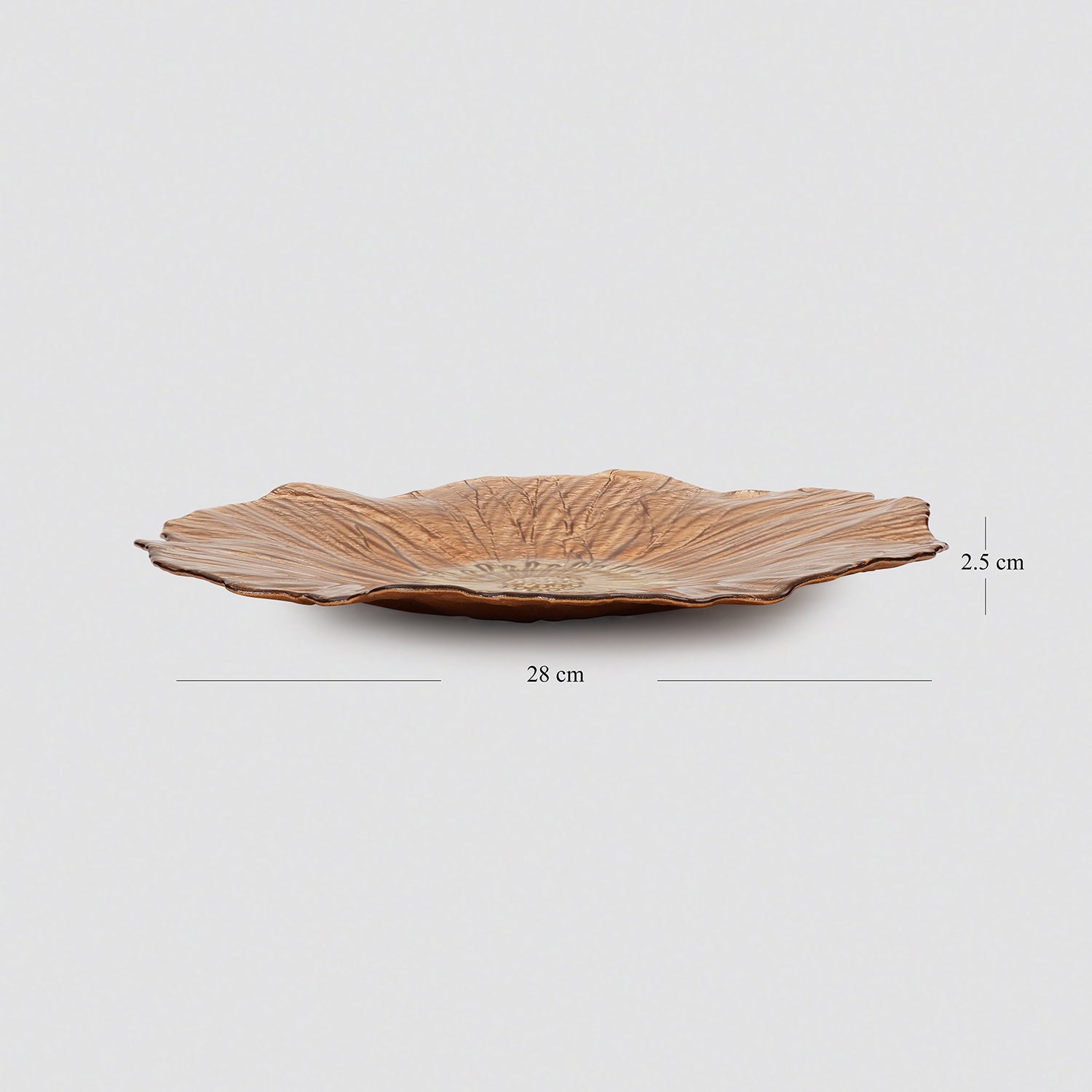 Set of 2 Copper Gold Flower Shaped Dinner Plates