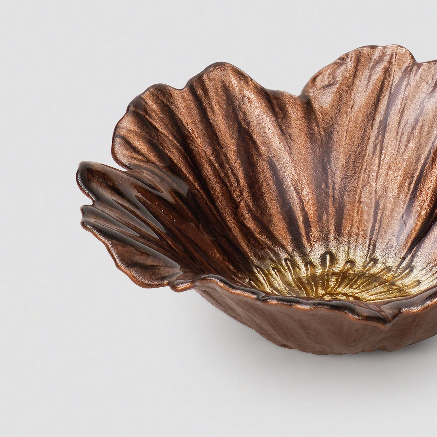 Set of 2 Bronze Gold Flower Shaped Small Bowls