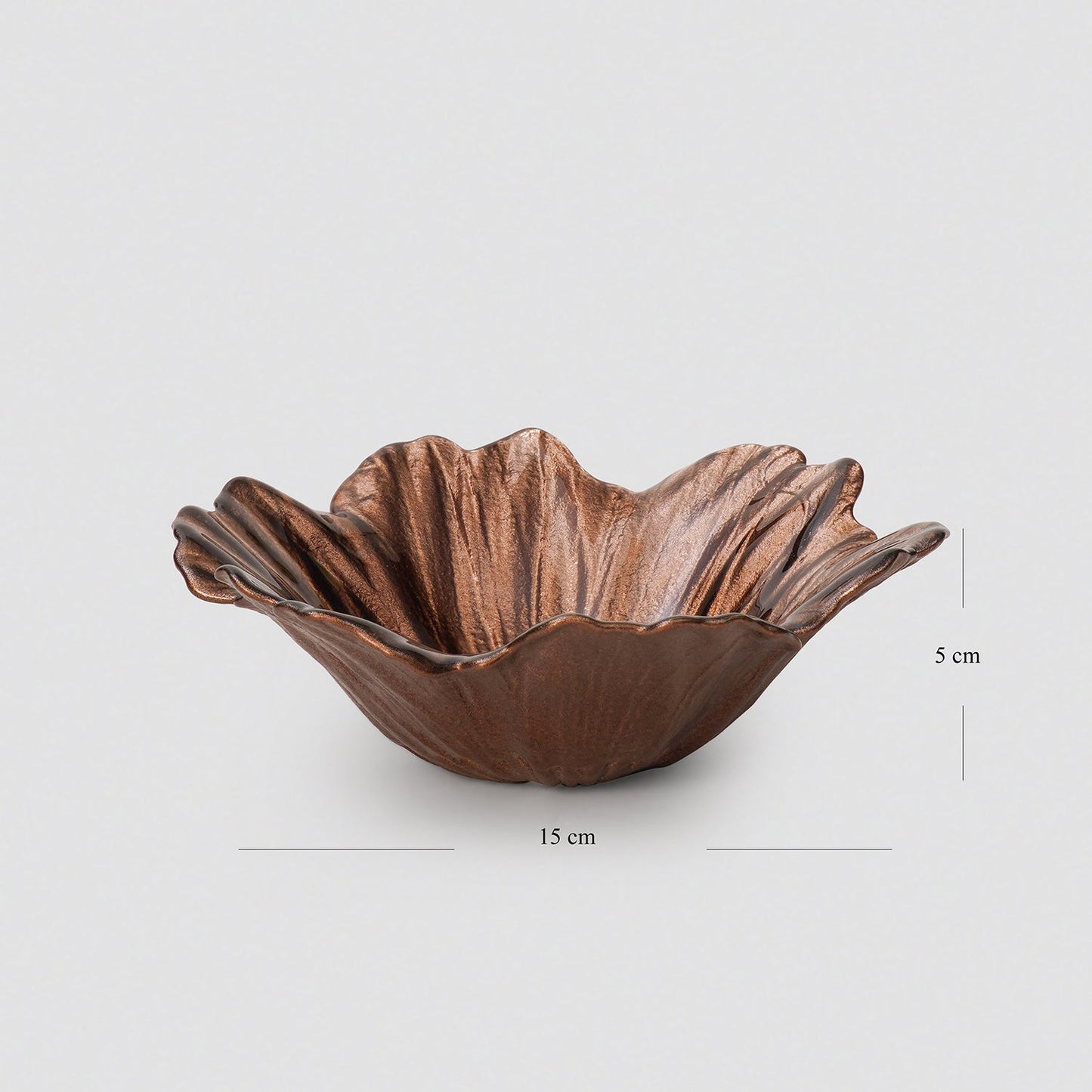 Set of 2 Bronze Gold Flower Shaped Small Bowls