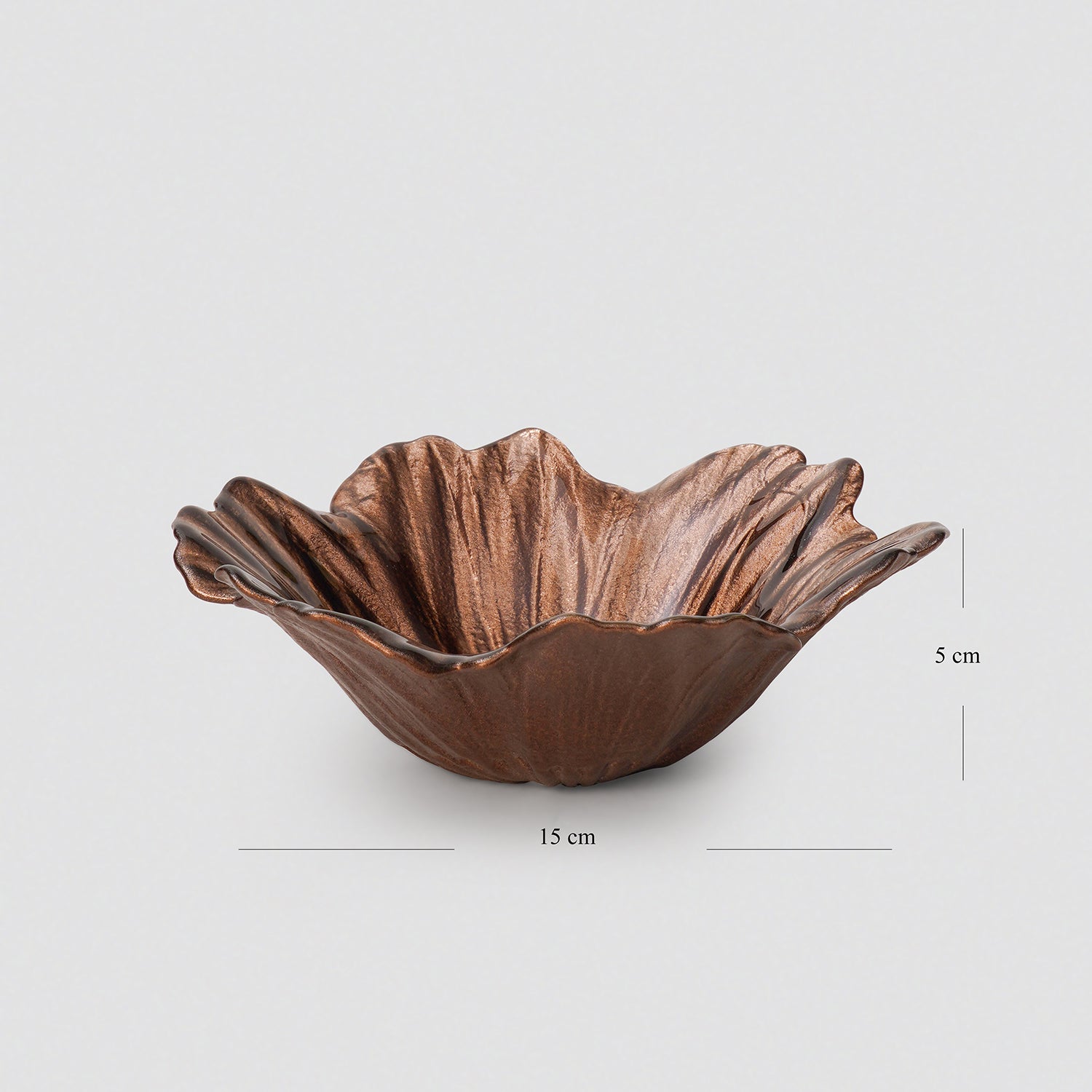 Set of 2 Bronze Gold Flower Shaped Small Bowls