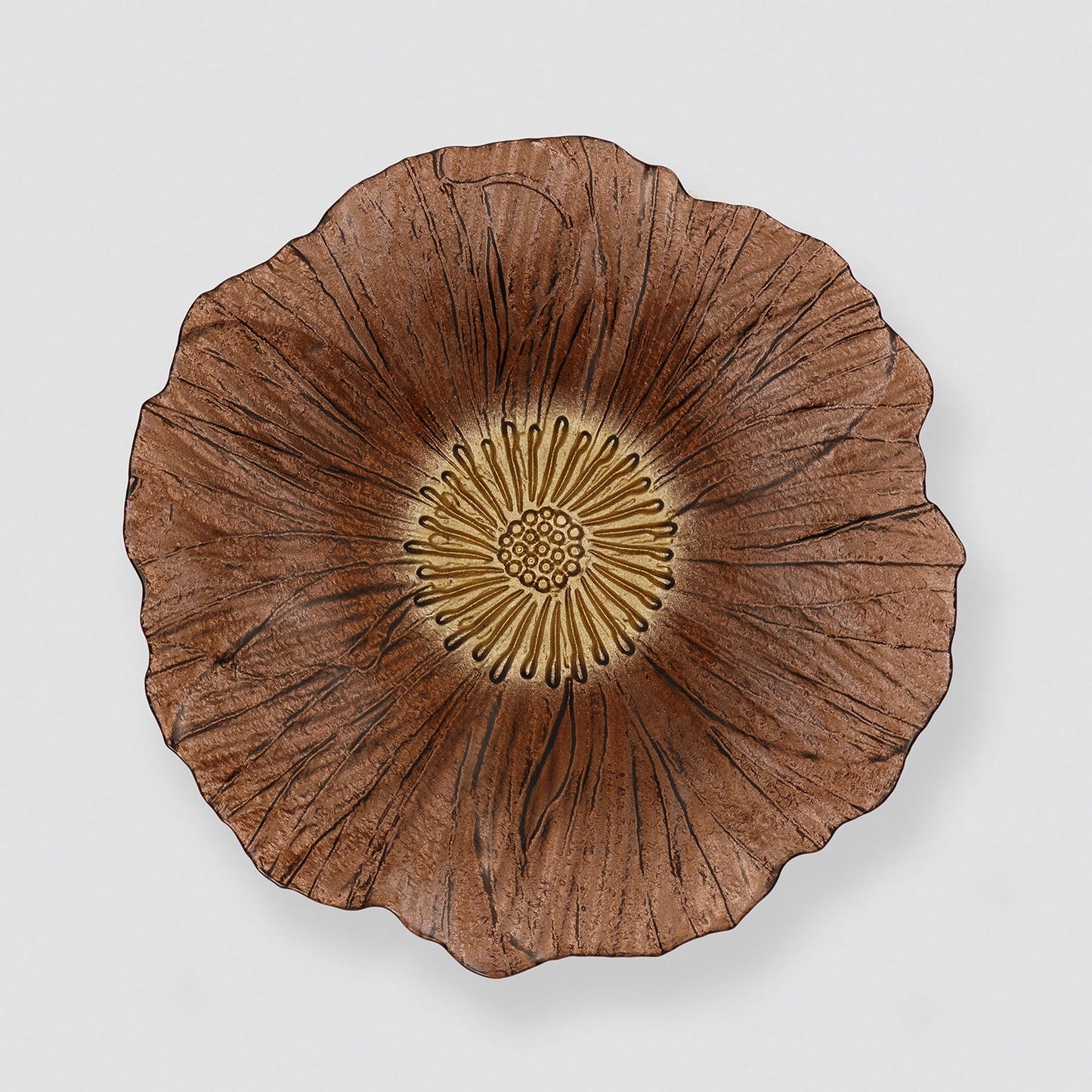 Set of 2 Bronze Gold Flower Shaped Dinner Plates