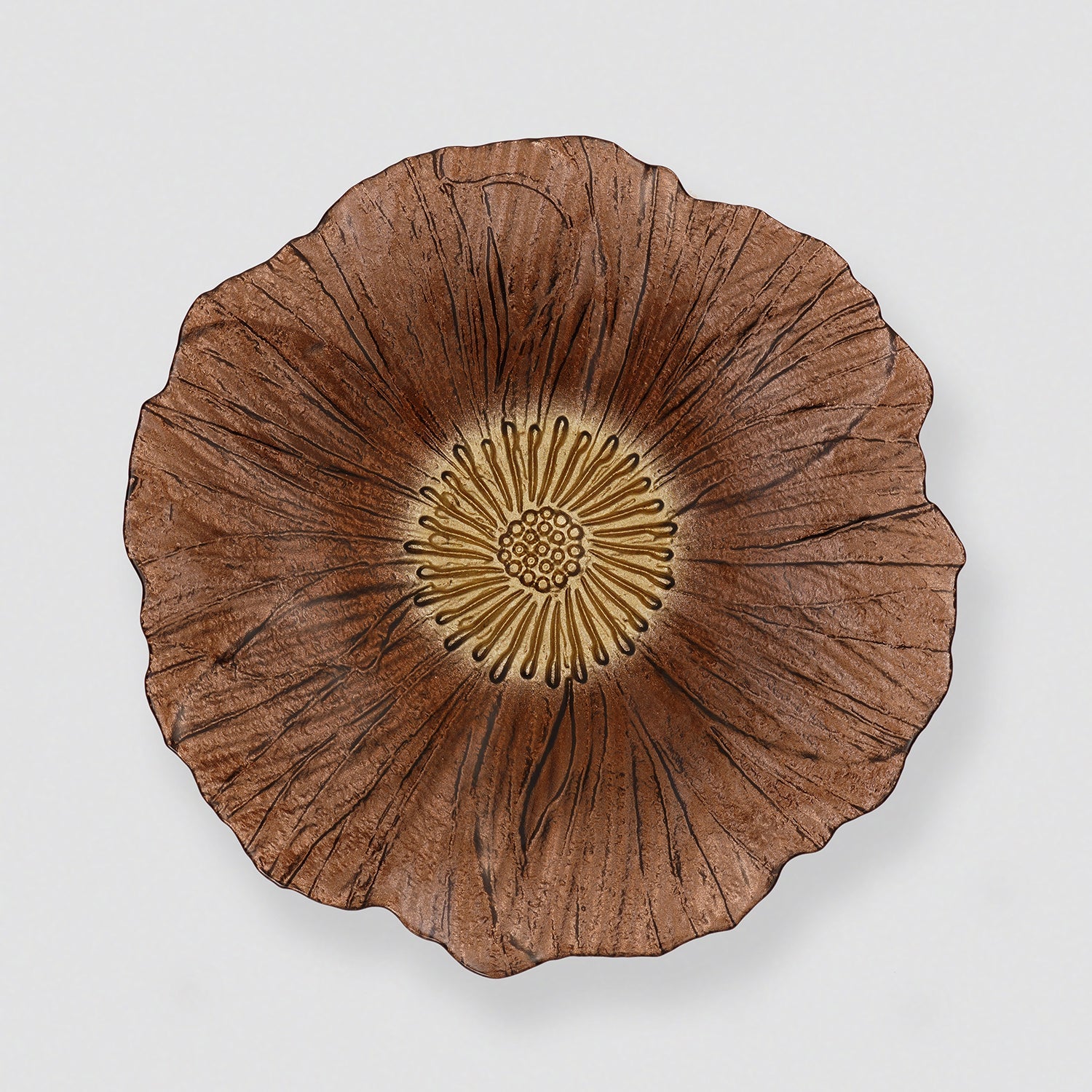 Set of 2 Bronze Gold Flower Shaped Dinner Plates