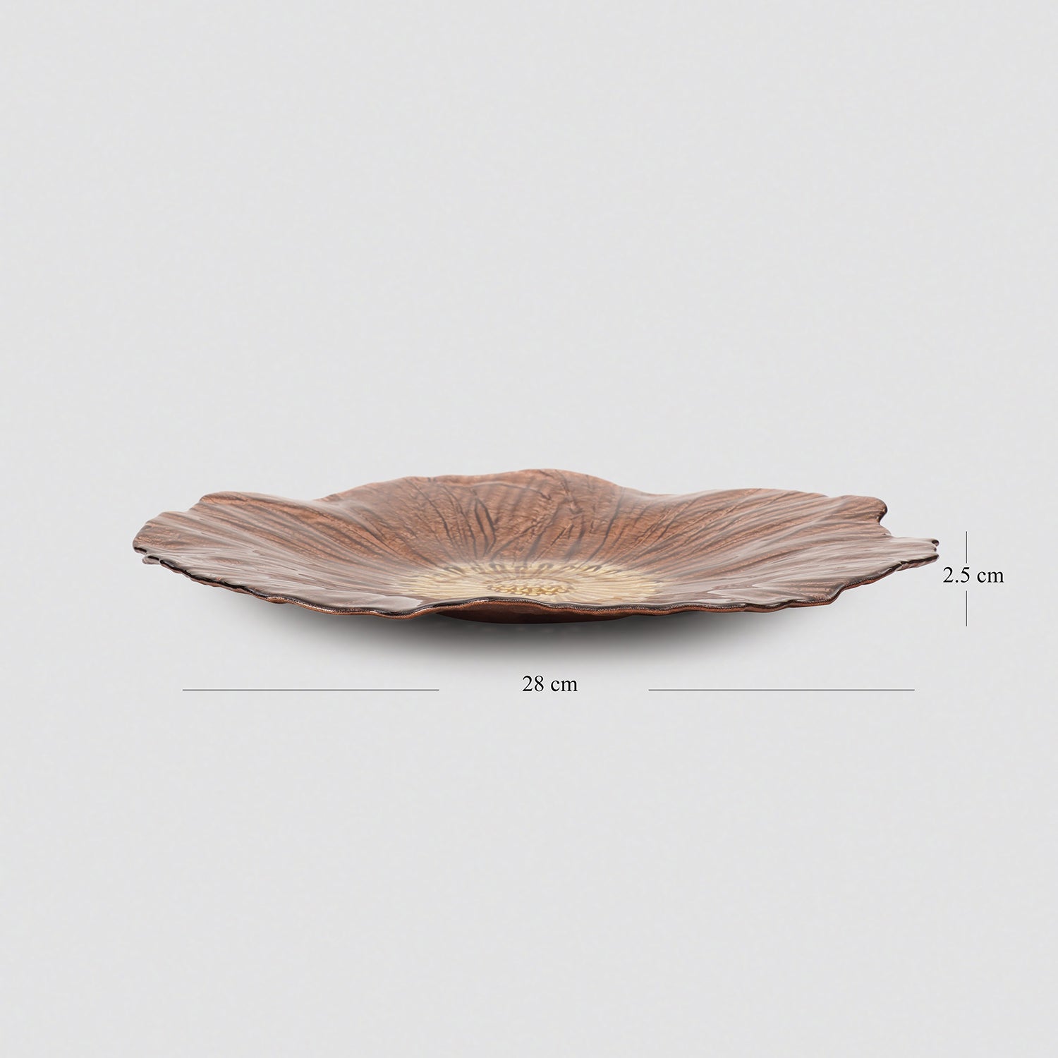 Set of 2 Bronze Gold Flower Shaped Dinner Plates