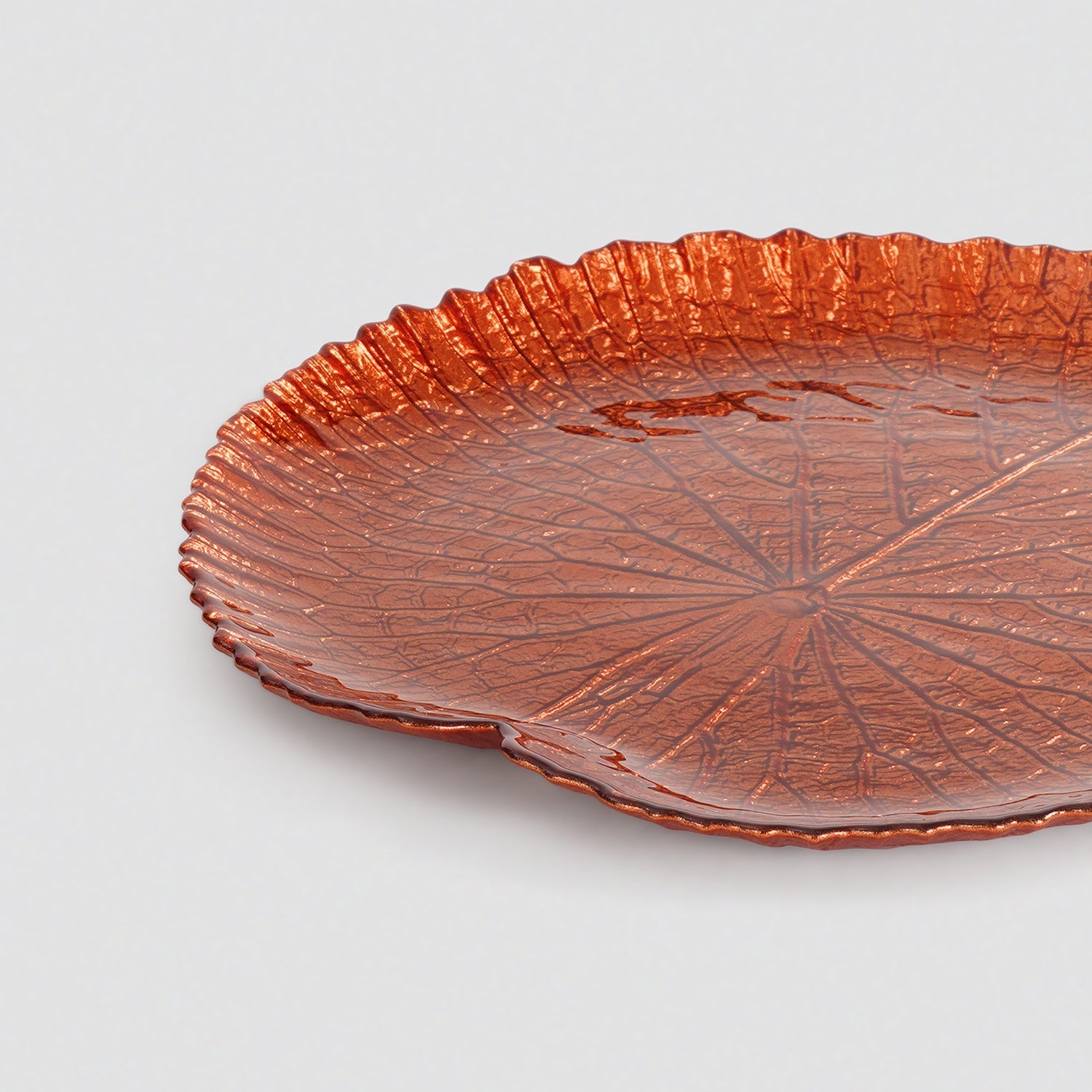 Dark Red Lotus Leaf Decorative Platter - Small