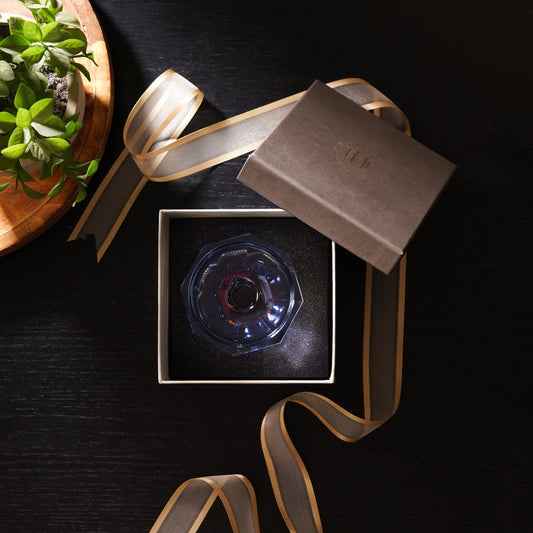 Amber & Blue Glass Crystal Candle Holder