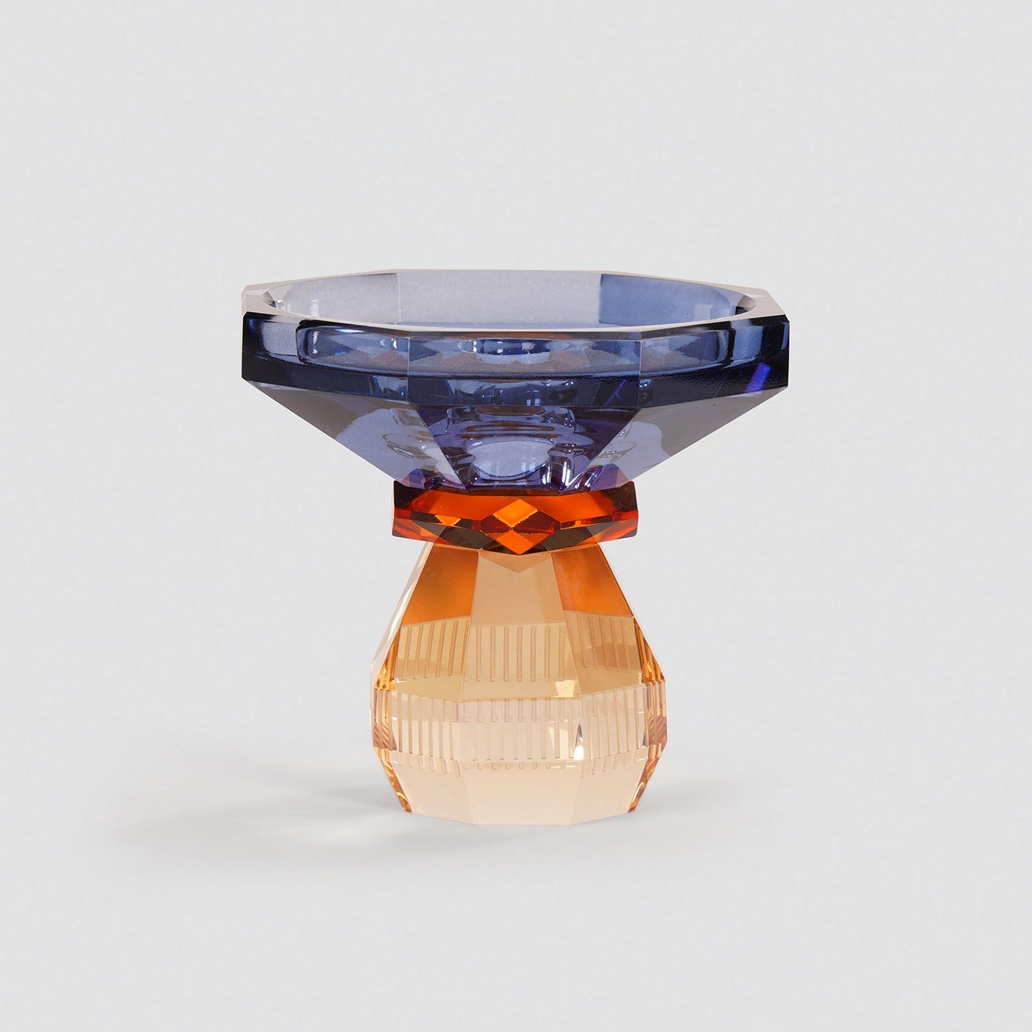 Amber & Blue Glass Crystal Candle Holder