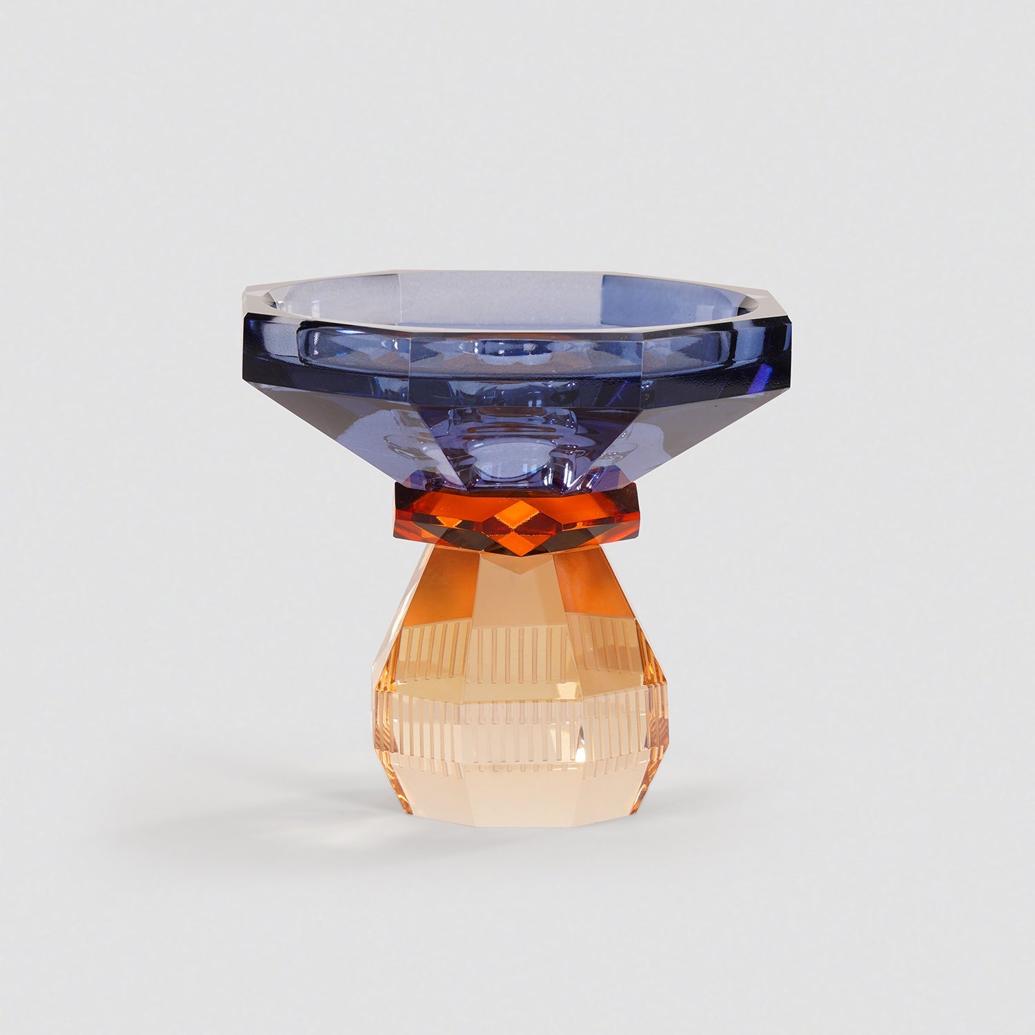 Amber & Blue Glass Crystal Candle Holder